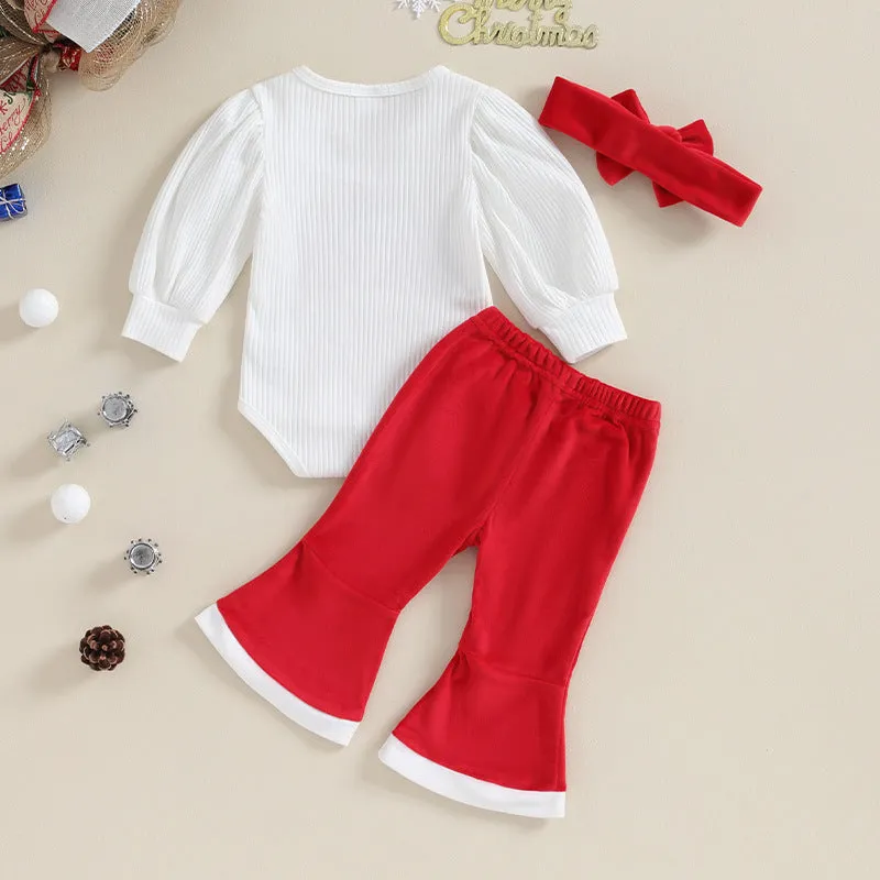 2 Pieces Set Baby Girls Christmas Letters Rompers And Solid Color Pants Wholesale 23101537