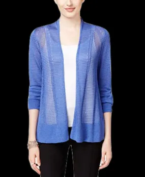 Alfani Petite Women's Mixed-Stitch Cardigan, Blue, P/S