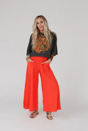 All Day Comfy Wide Leg Pants - Red