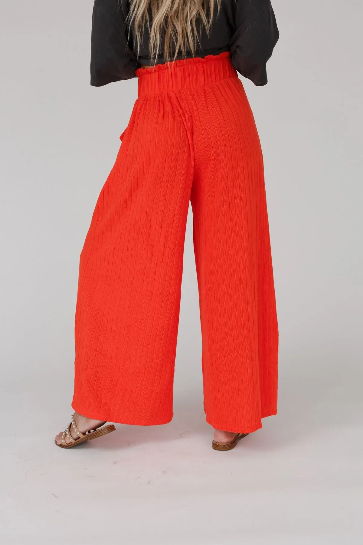 All Day Comfy Wide Leg Pants - Red