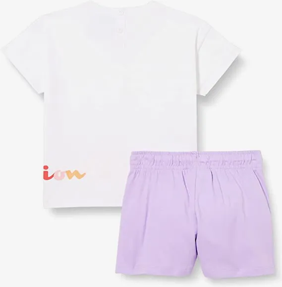 Champion Girls' outfit Legacy American Classics logo T-shirt   Shorts 404686 WW001 WHT white-lavender