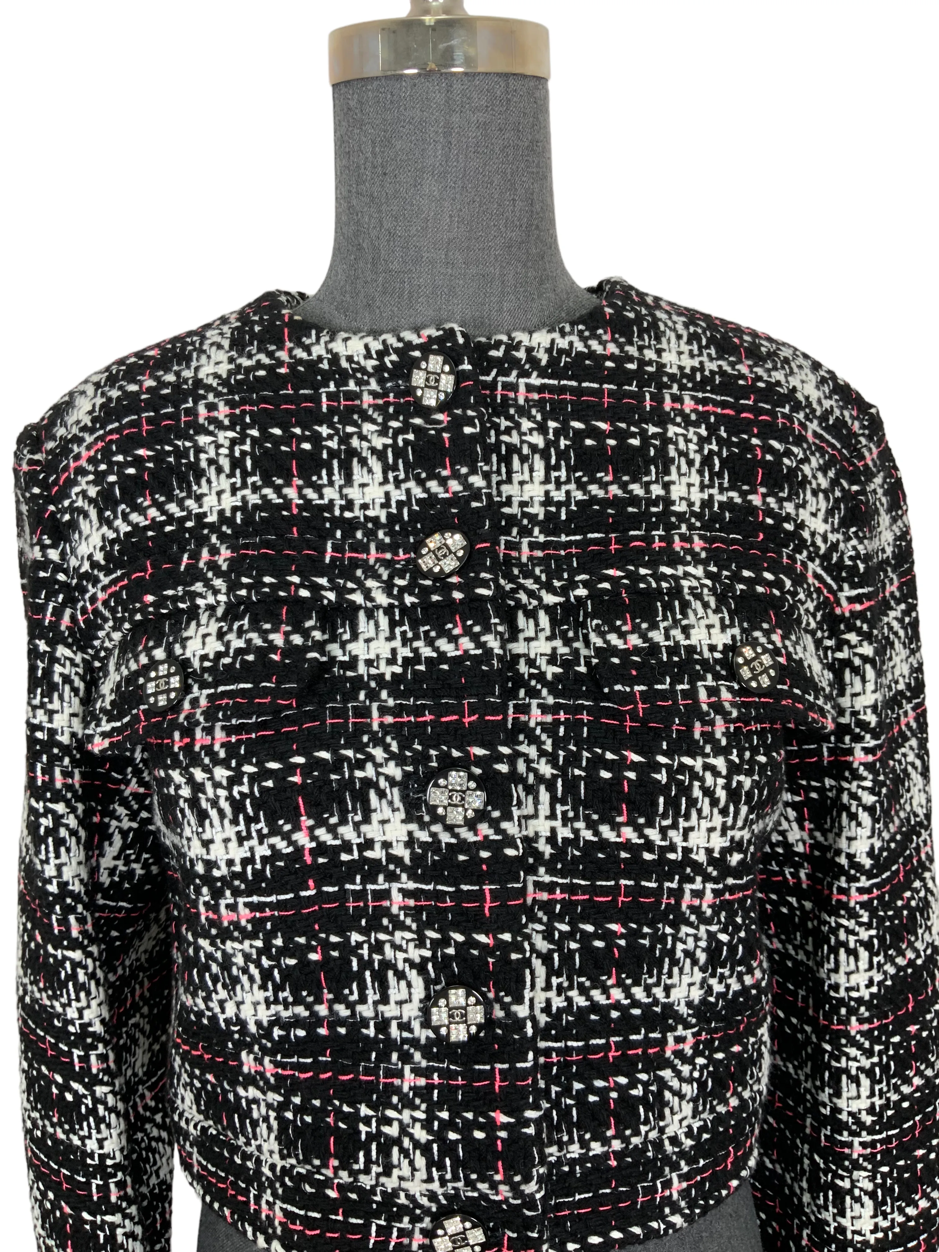 CHANEL Tweed Cropped Jacket Size M