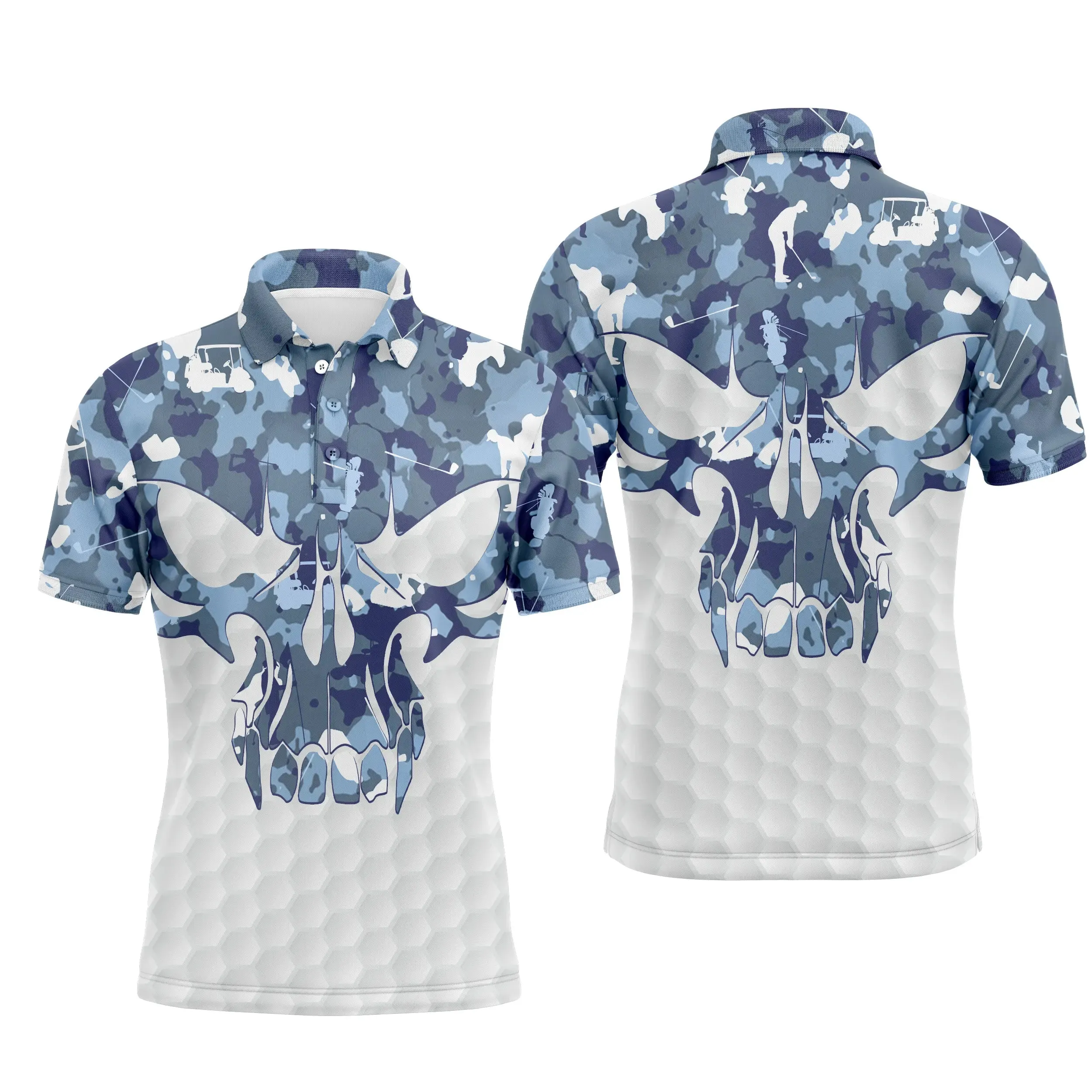 Chiptshirts - Polo De Golf, Cadeau Original Pour Fans De Golf, Polo de Sport Homme et Femme, Camouflage Golf, Crne de Golf - CTS26052232