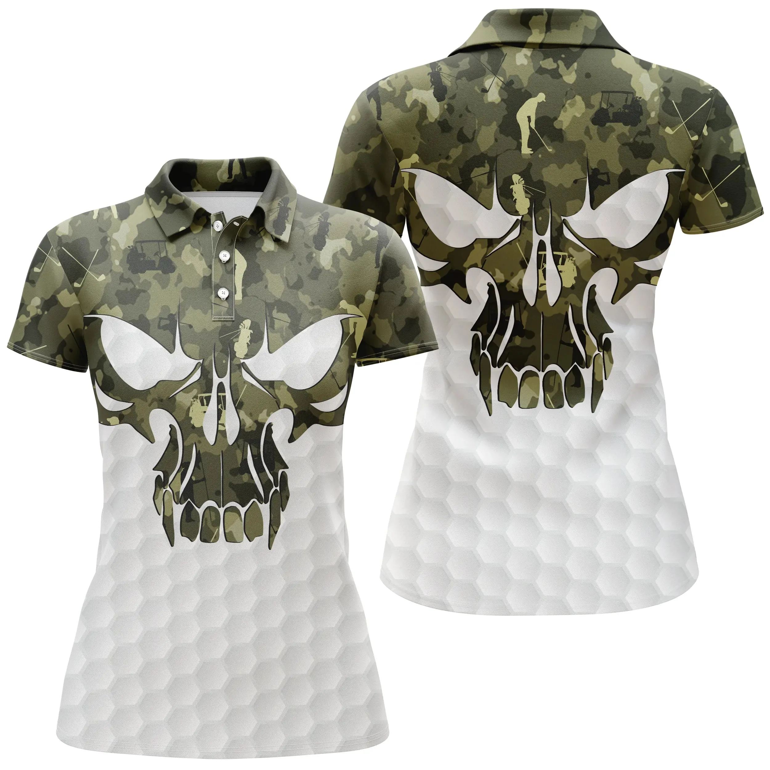 Chiptshirts - Polo De Golf, Cadeau Original Pour Fans De Golf, Polo de Sport Homme et Femme, Camouflage Golf, Crne de Golf - CTS26052232