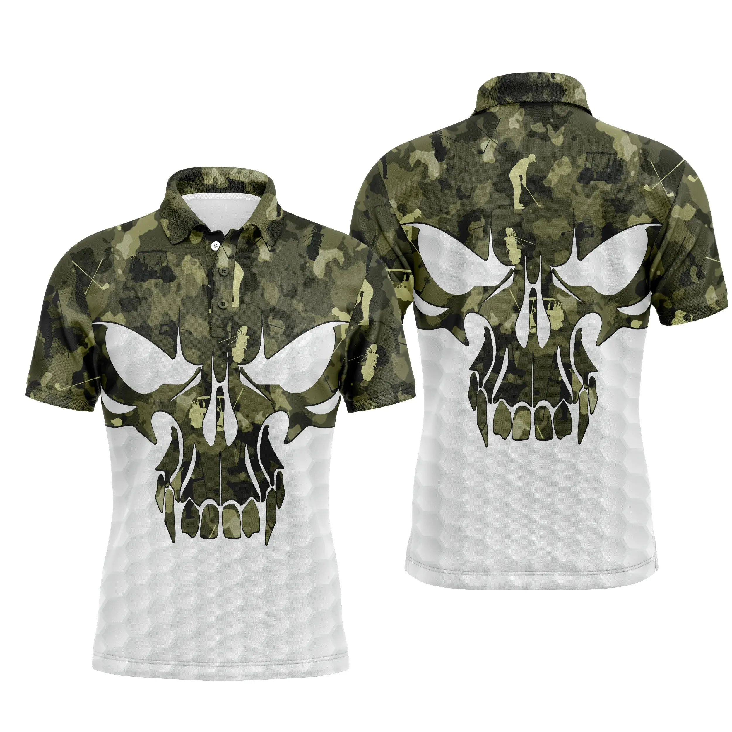 Chiptshirts - Polo De Golf, Cadeau Original Pour Fans De Golf, Polo de Sport Homme et Femme, Camouflage Golf, Crne de Golf - CTS26052232