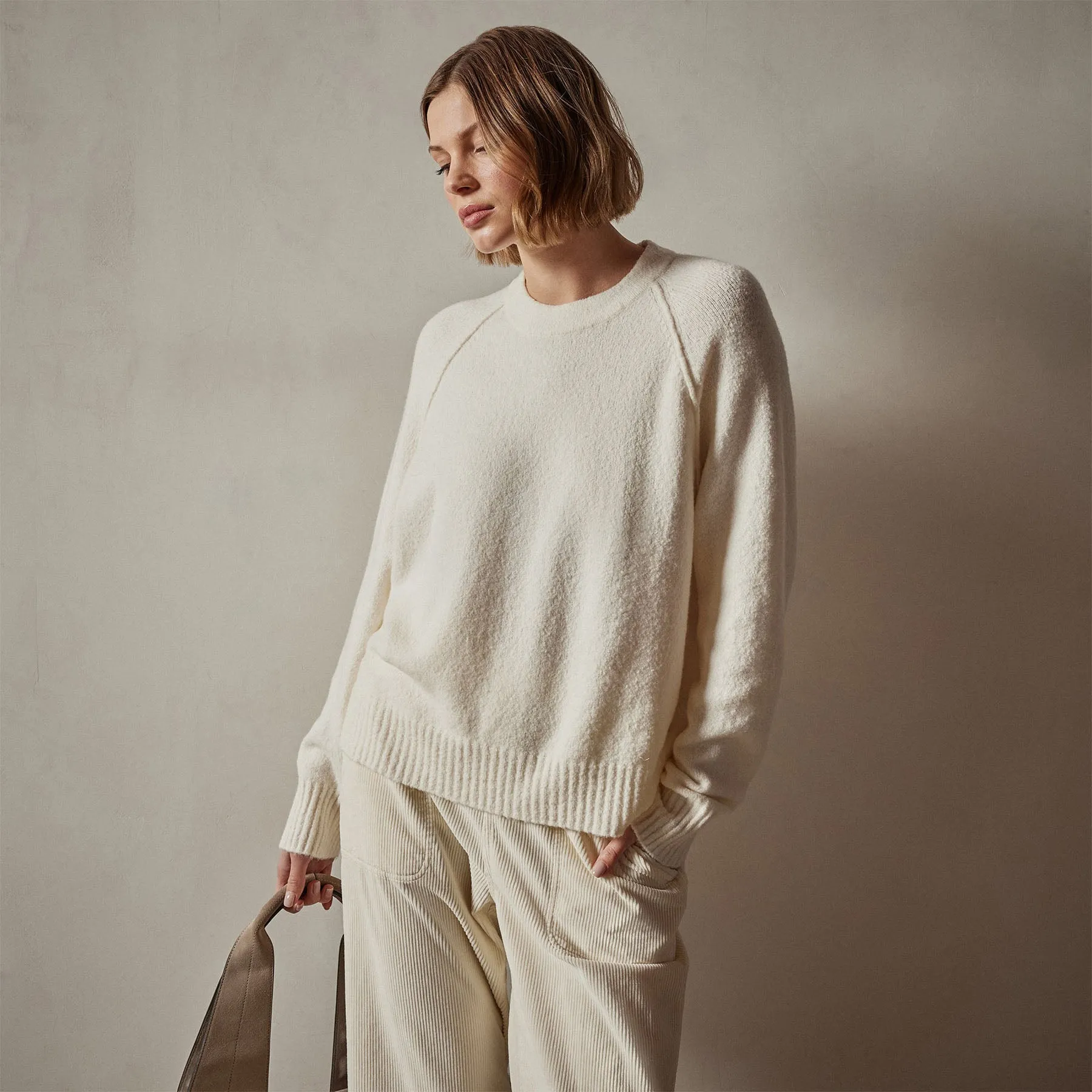 Cotton Cashmere Blend Pullover - Ivory