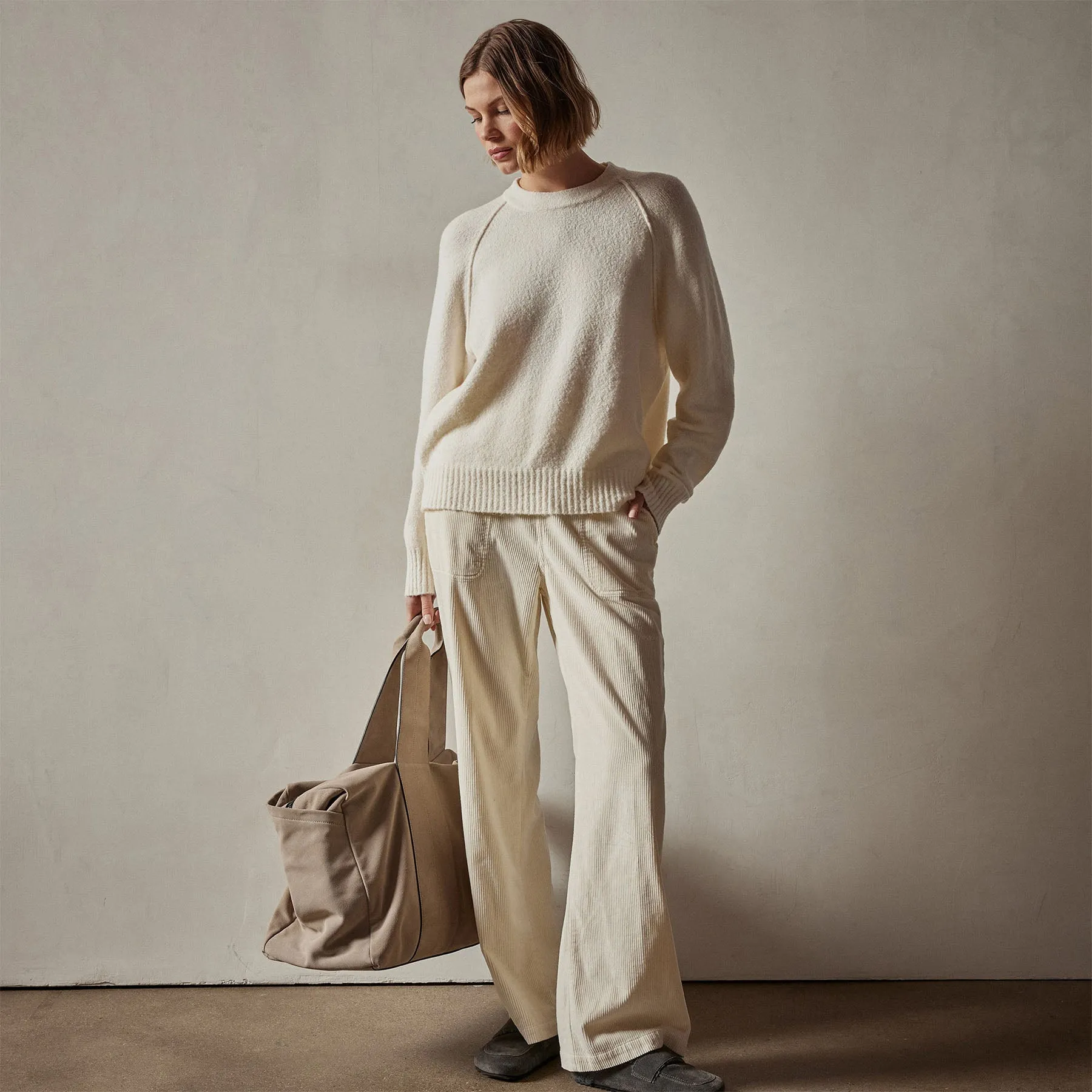 Cotton Cashmere Blend Pullover - Ivory