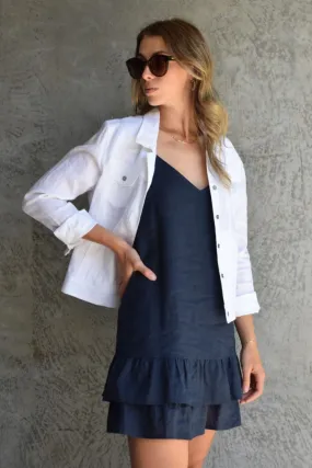 Empowered White Linen Jean Style Jacket