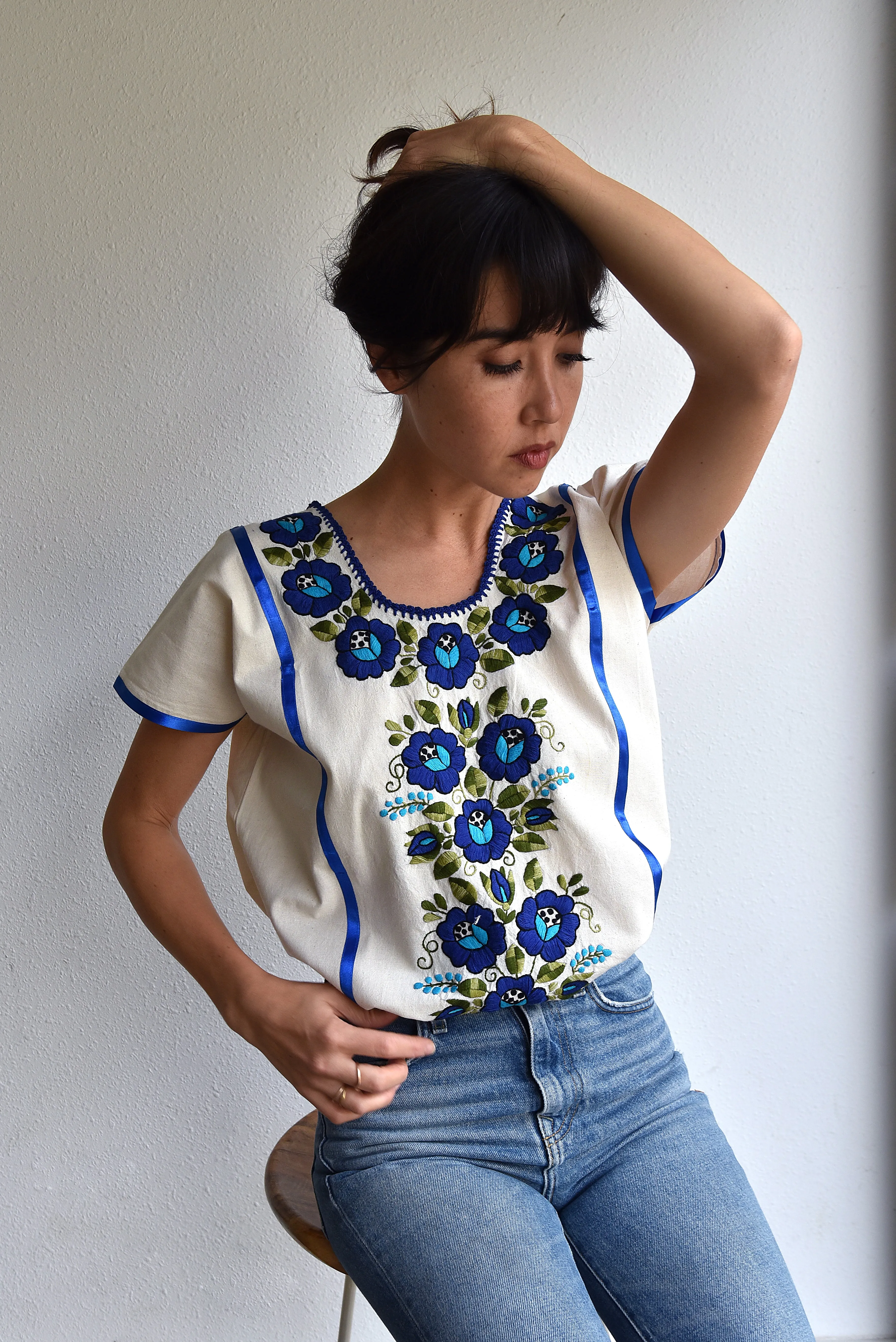 FLORAL BOHO BLOUSE / AZUL