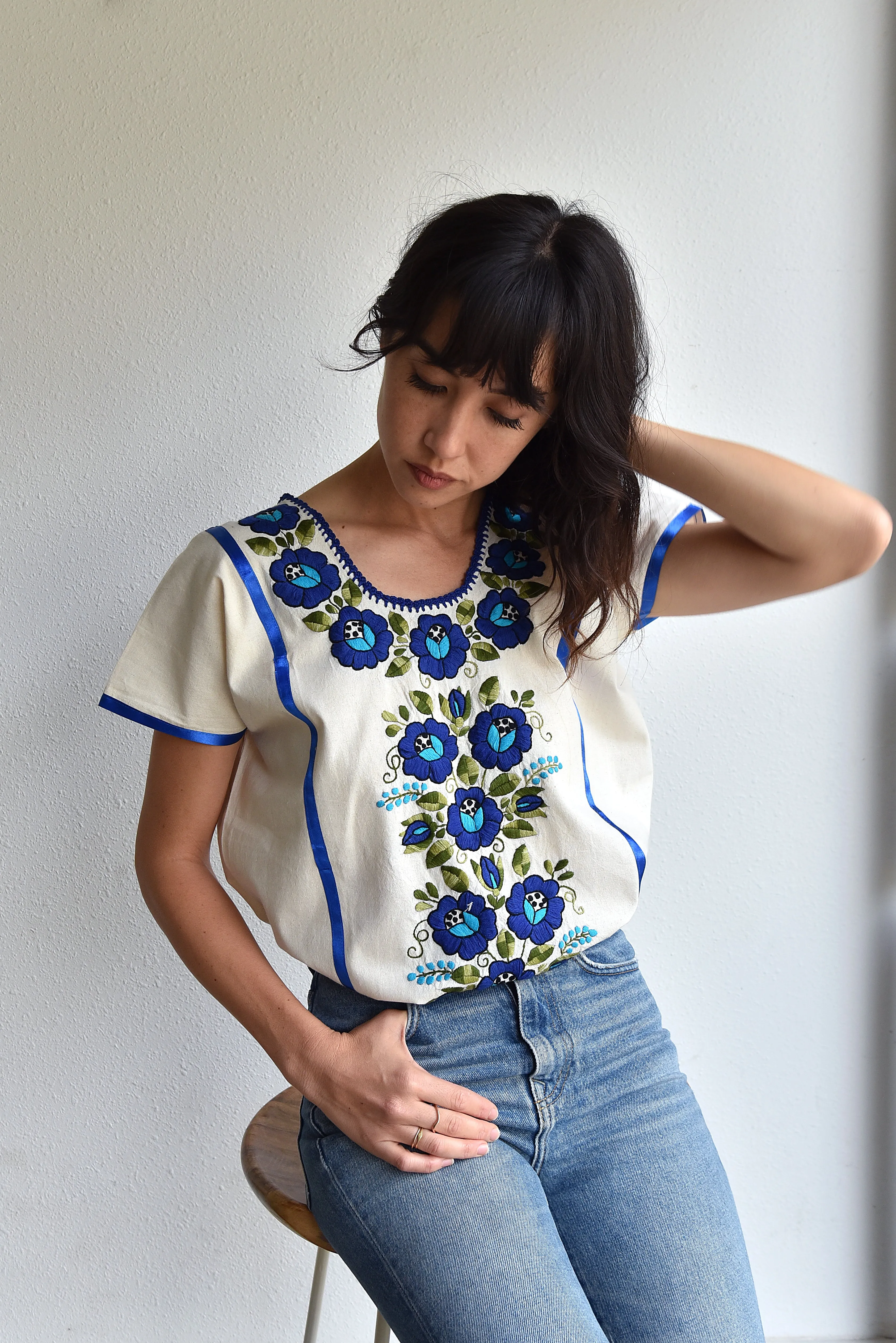 FLORAL BOHO BLOUSE / AZUL