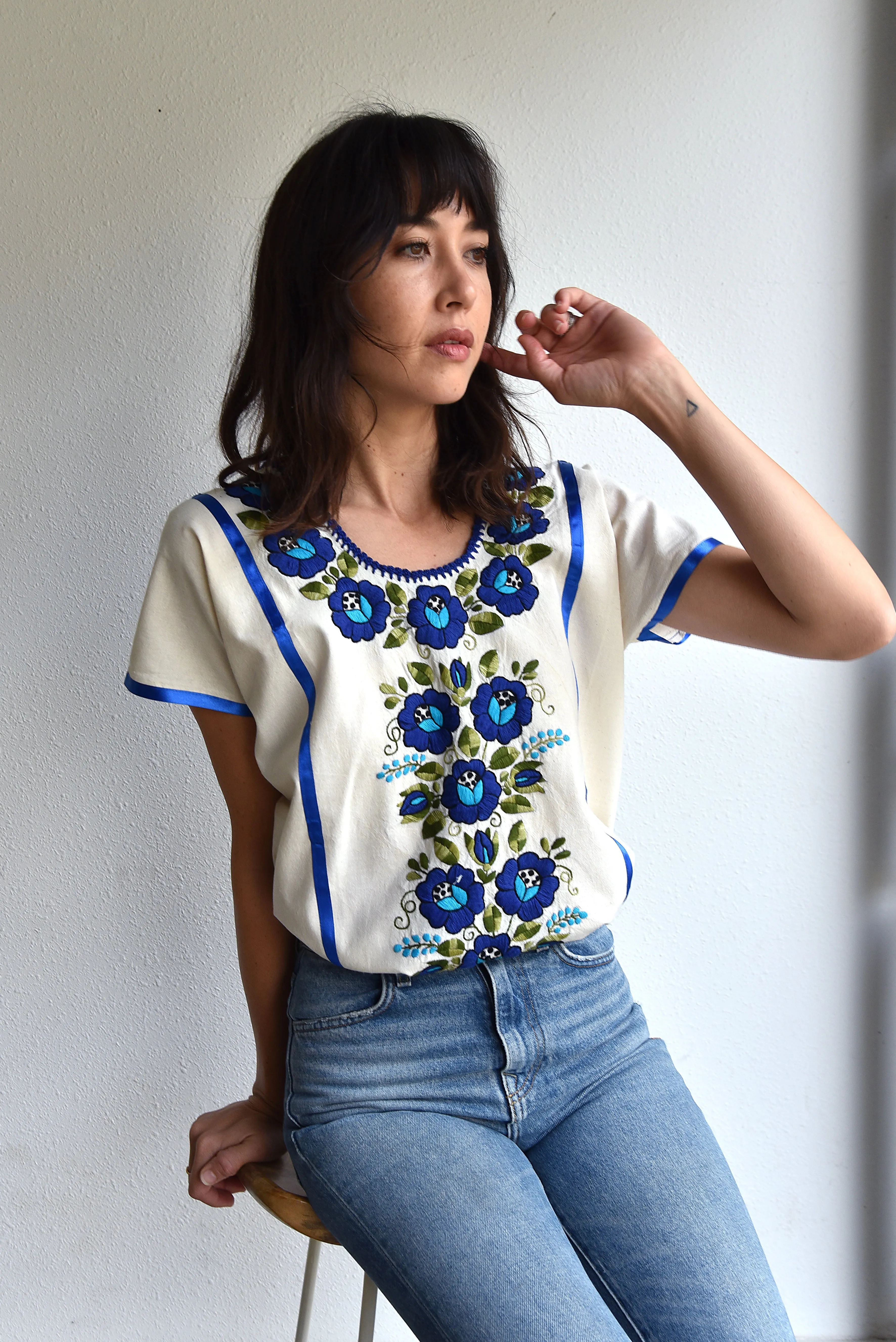 FLORAL BOHO BLOUSE / AZUL