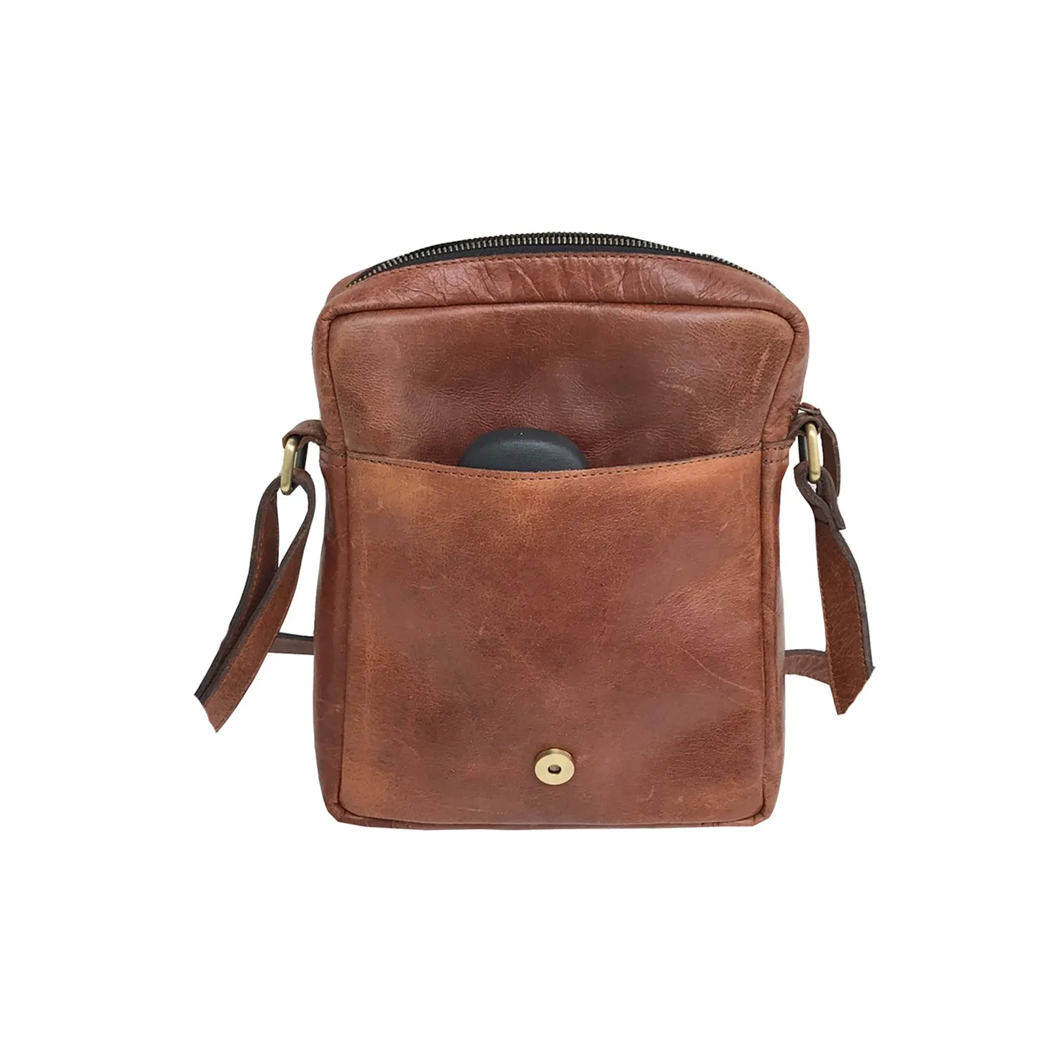 Full-grain Buffalo Leather Sling Messenger Bag - Rustic Brown