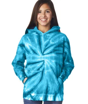 gildan tie-dye youth hooded sweatshirt - turquoise (l)