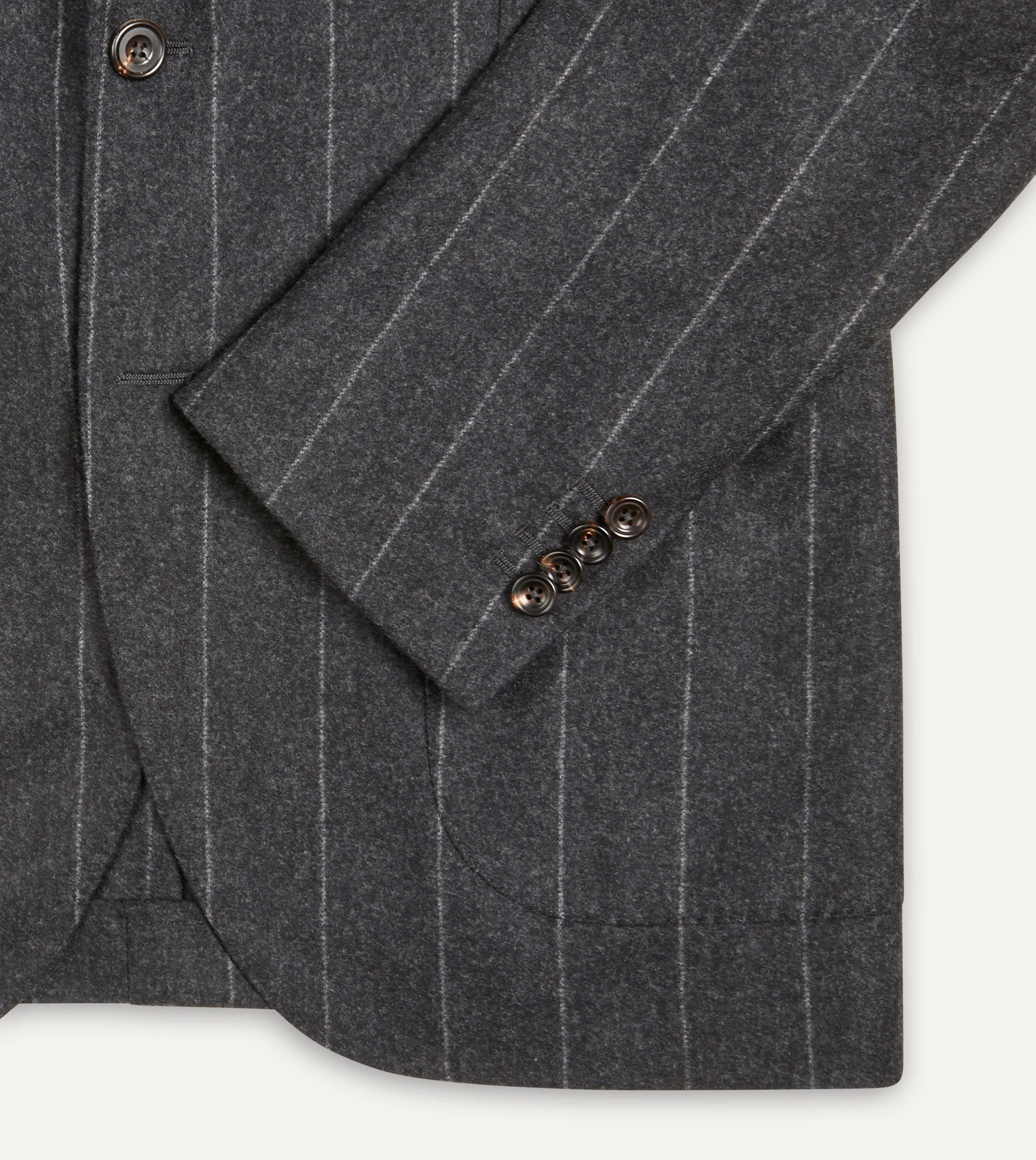 Grey Chalkstripe Wool Flannel TailoredJacket