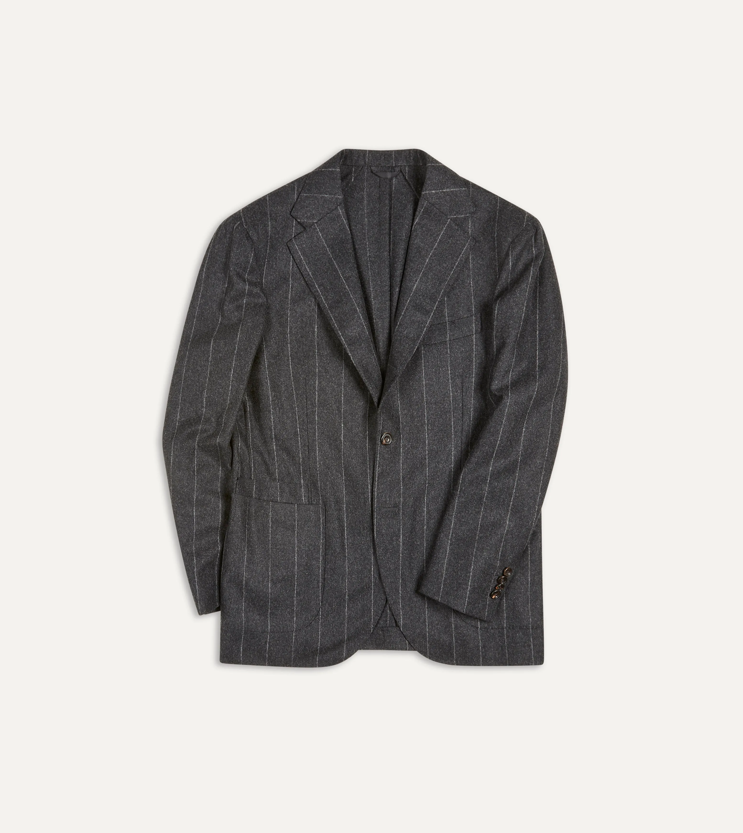 Grey Chalkstripe Wool Flannel TailoredJacket