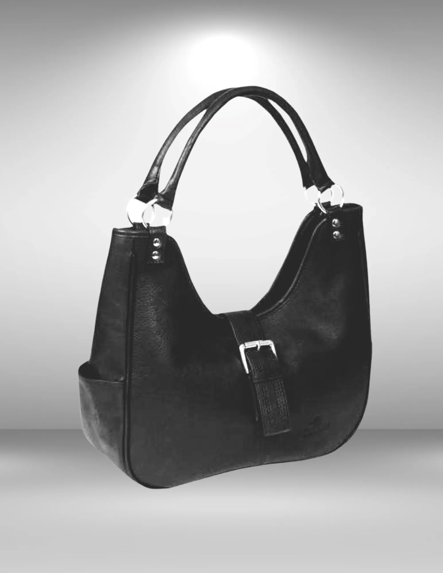 Handmade Leather Black Shoulder Purse