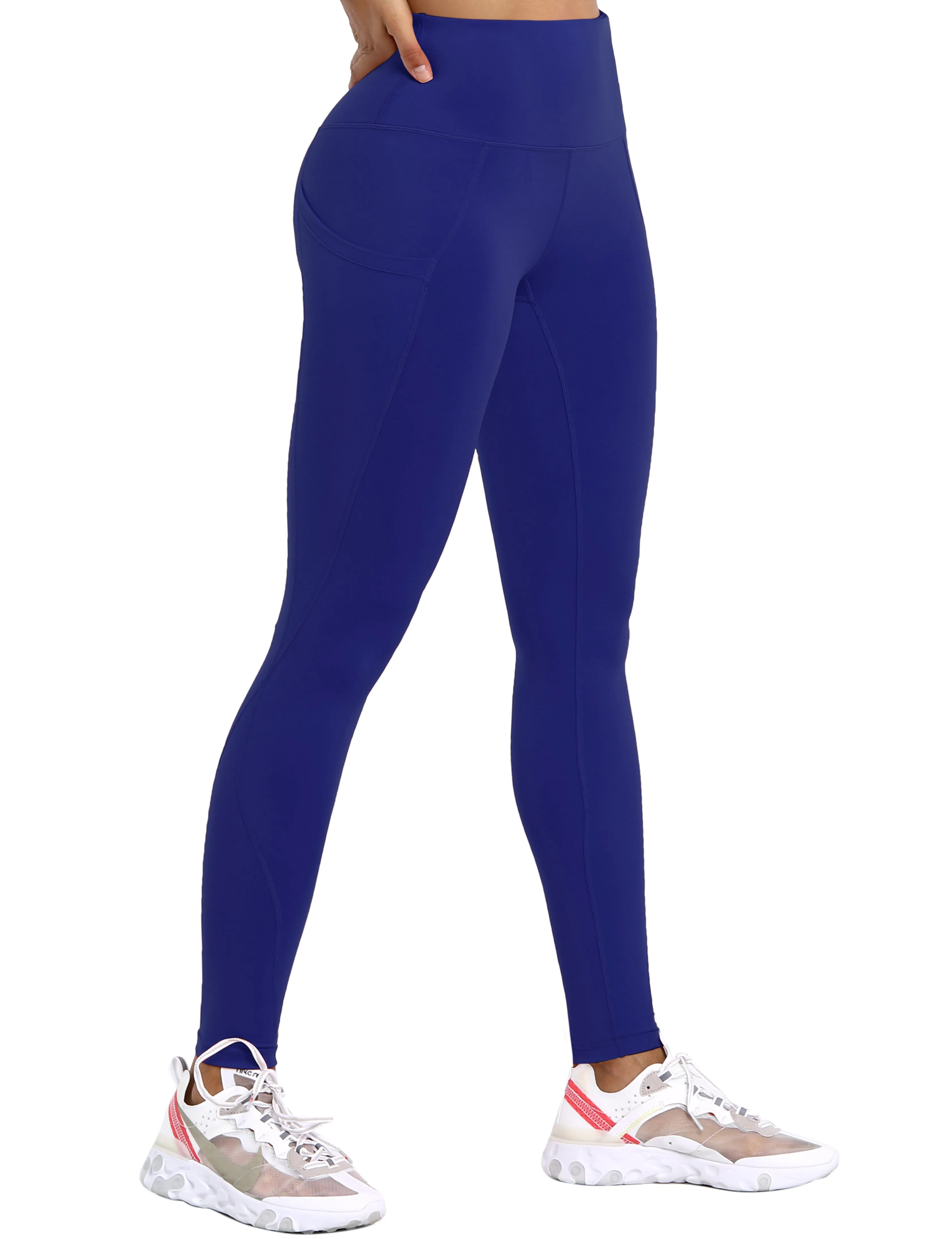 High Waist Side Pockets Yoga Pants navy