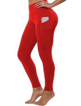 High Waist Side Pockets Yoga Pants scarlet