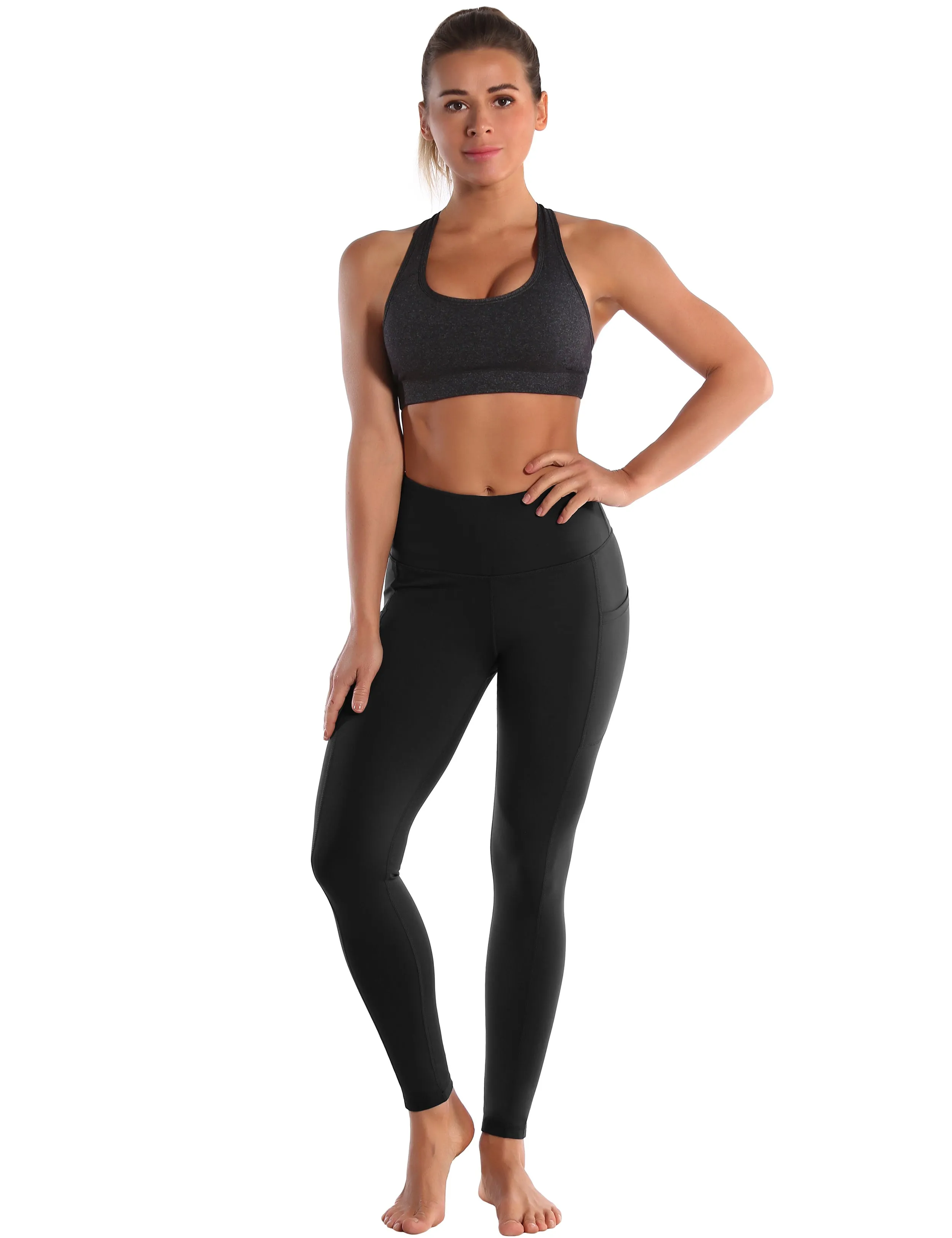 Hip Line Side Pockets Yoga Pants black