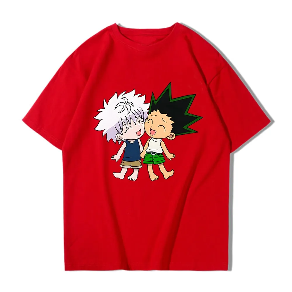 Hunter X Hunter Killua and Gon Friend Anime T-Shirts 100% Cotton High Quality