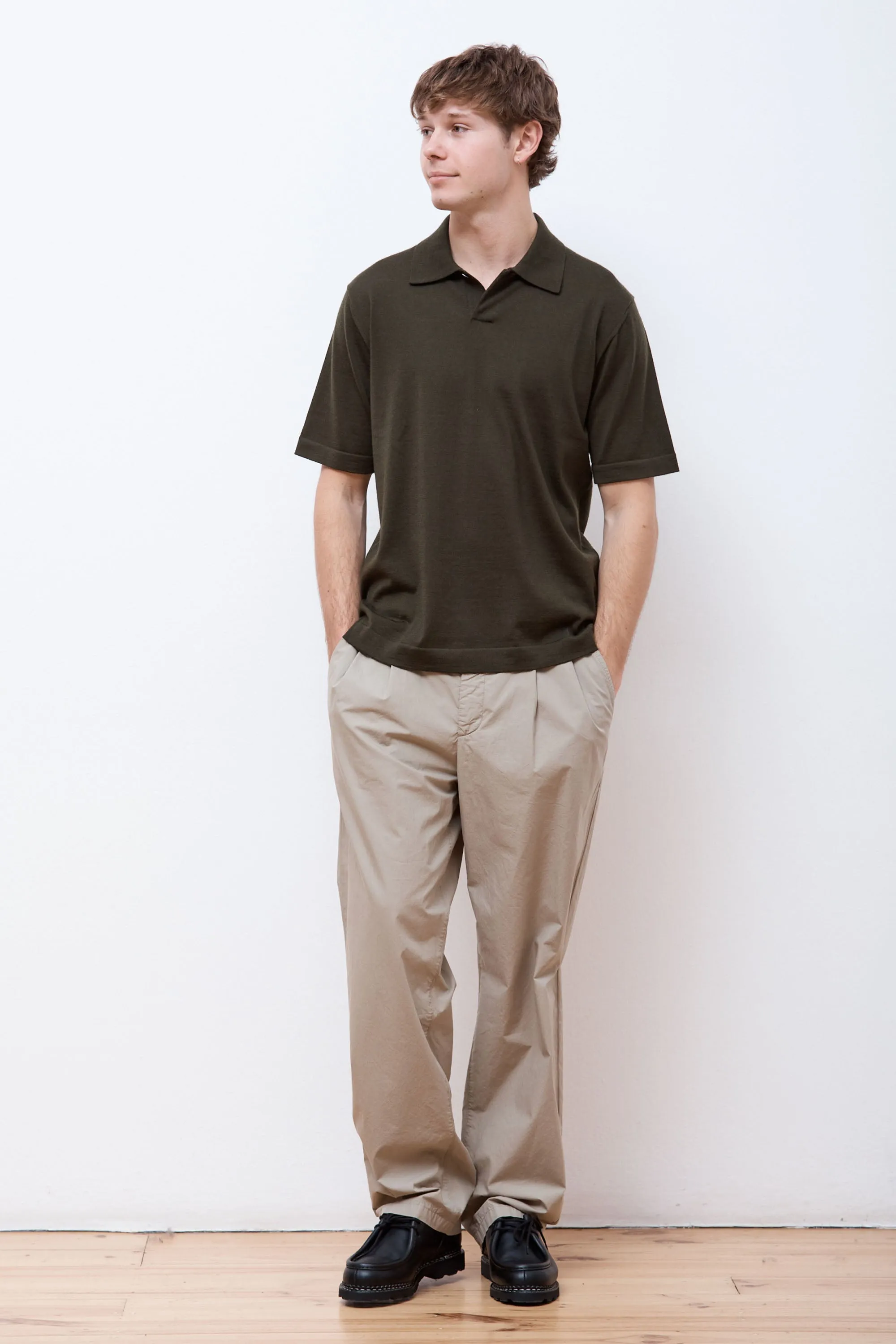 Jon Tech Merino SS Polo Army Green