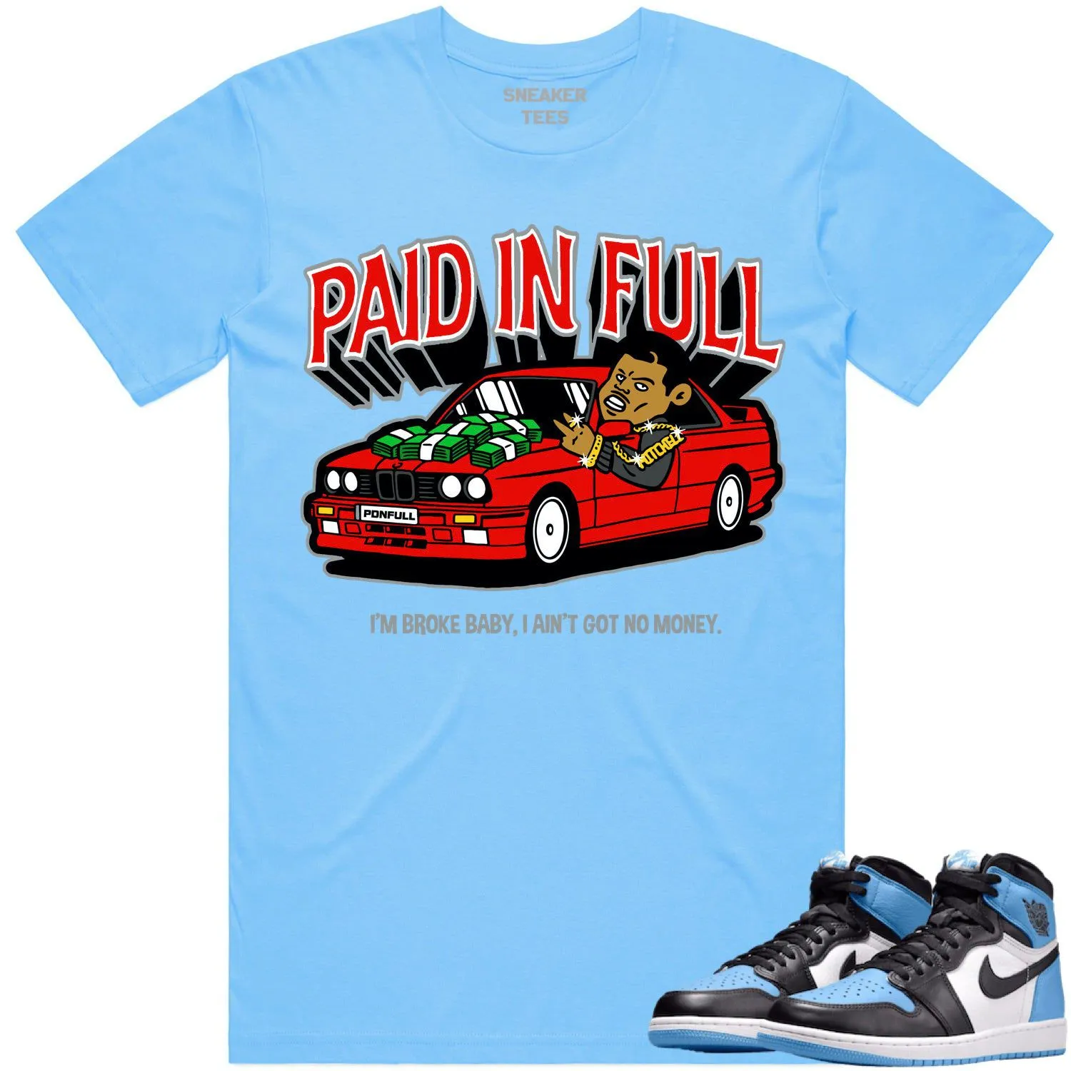 Jordan 1 UNC Toe 1s Shirt to Match - RED PAID