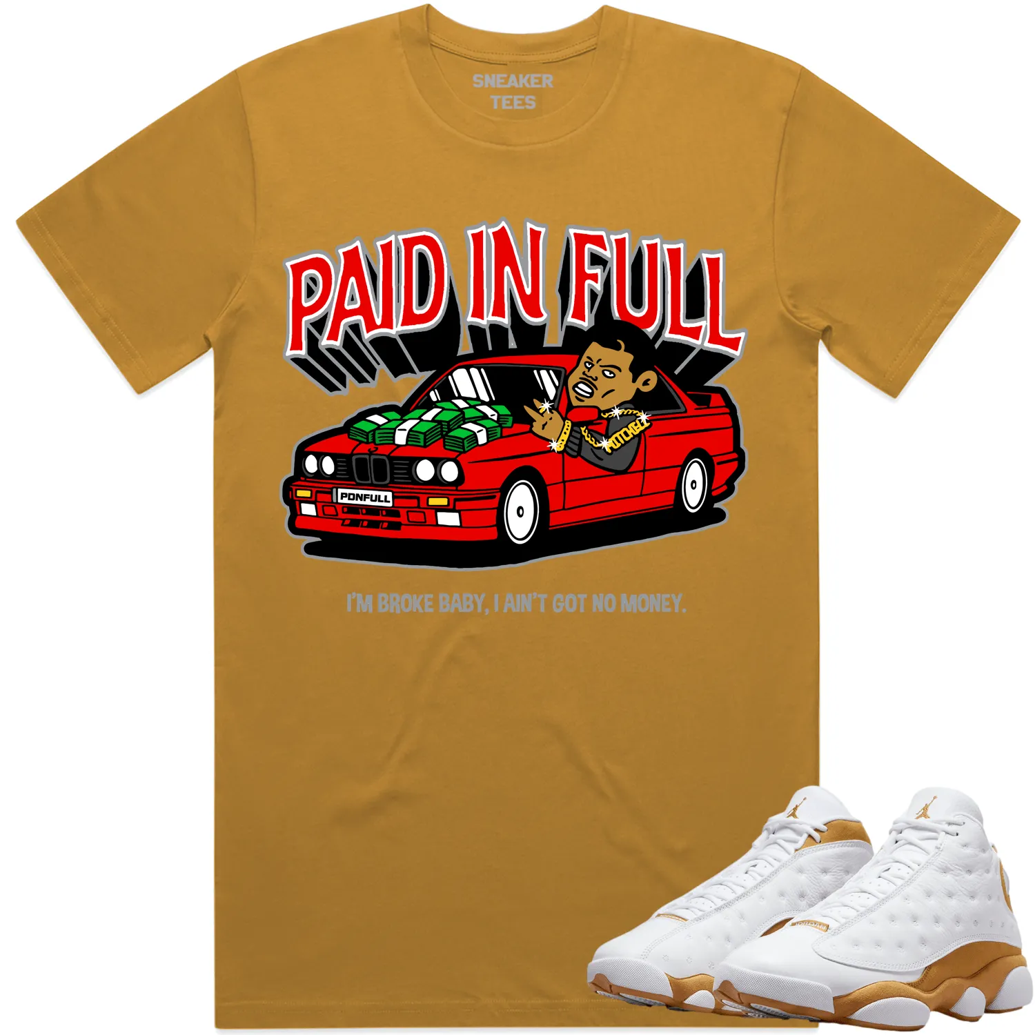 Jordan 13 Wheat 13s Shirt to Match - RED PAID