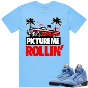 Jordan 5 University Blue 5s Shirt to Match - RED PMR