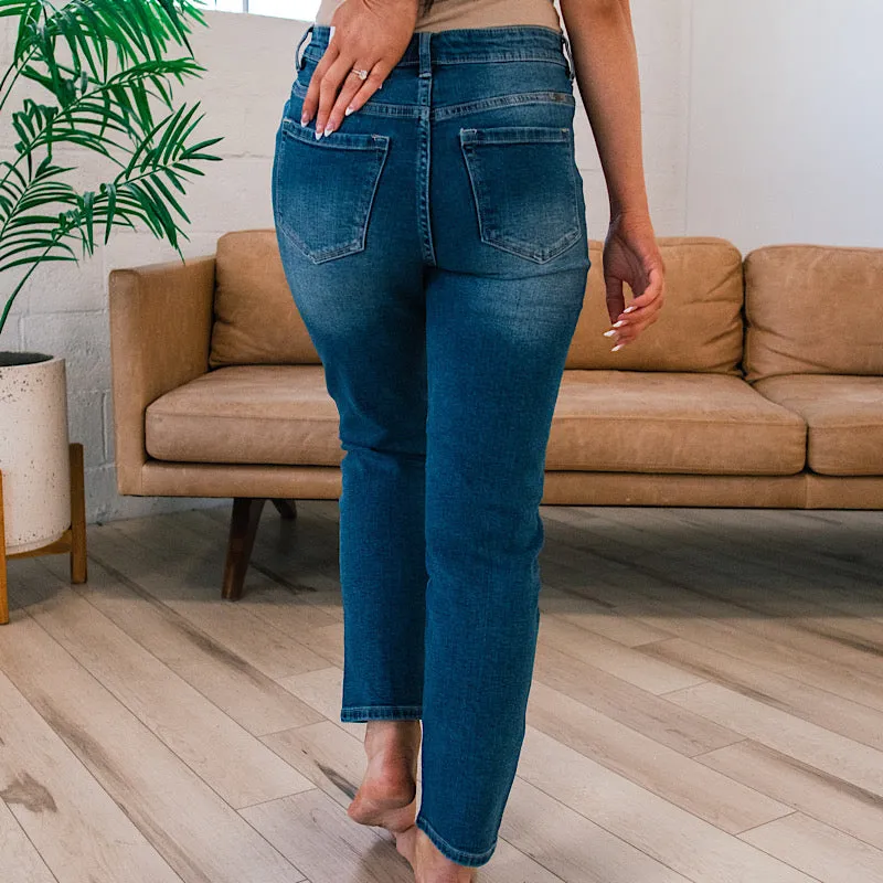 KanCan Navy Button Up Mom Jeans