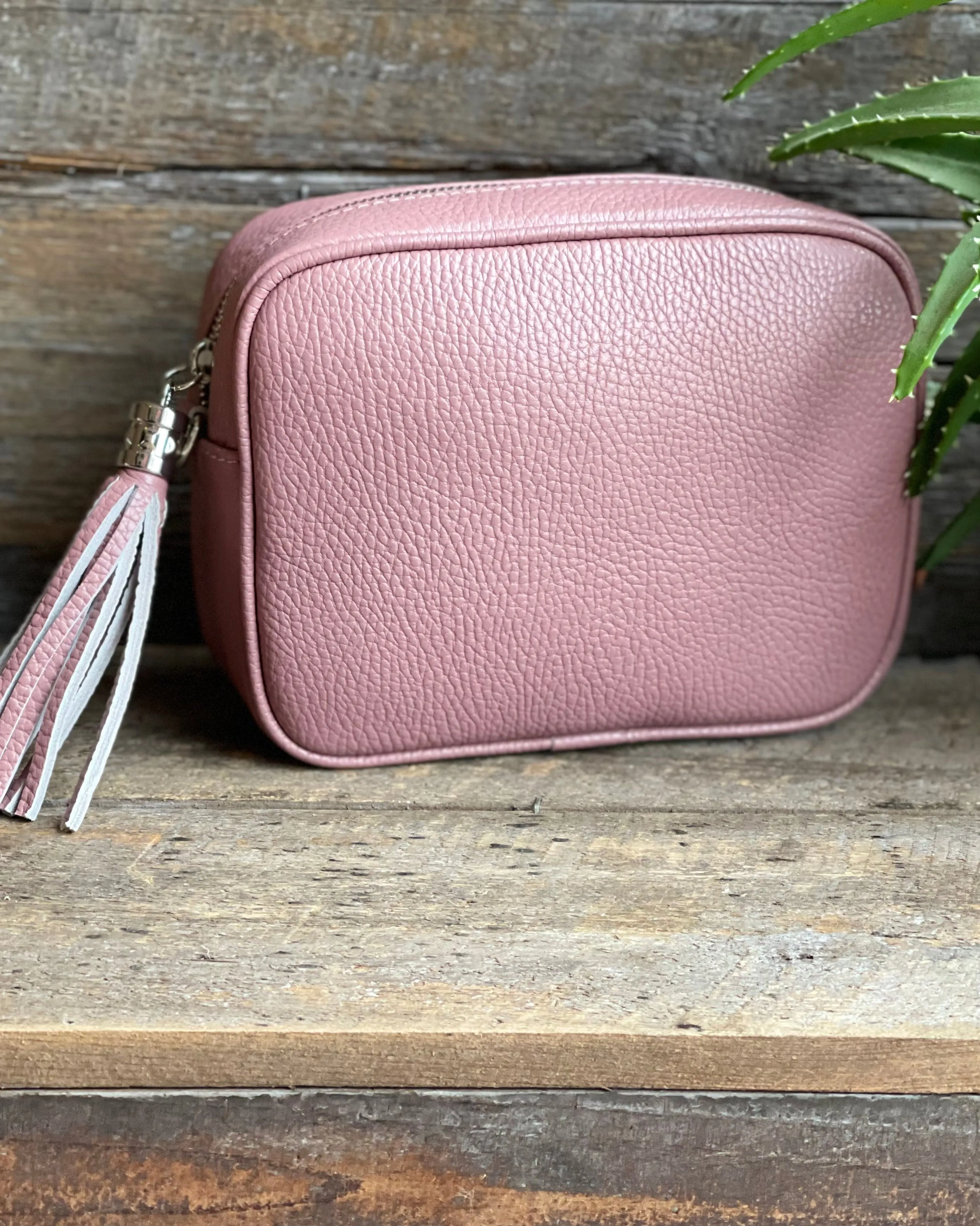 Leather Tassel Bag - Dusky Pink With Silver Finishings