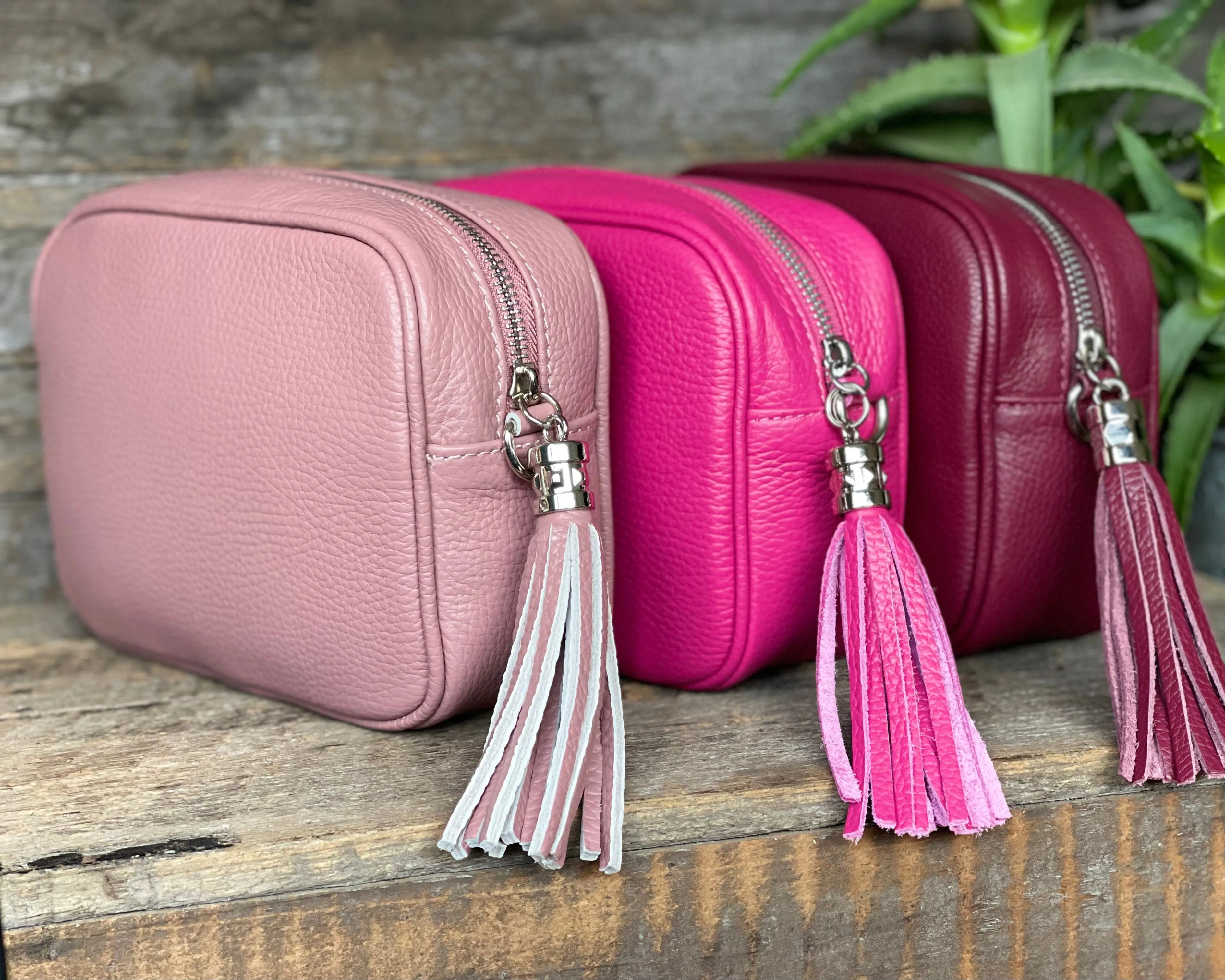 Leather Tassel Bag - Dusky Pink With Silver Finishings