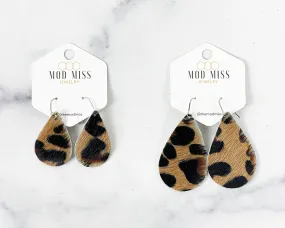 Leather Teardrop Earring HOH Cheetah