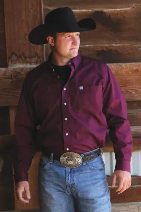 Men's Cinch Solid Burgundy Shirt