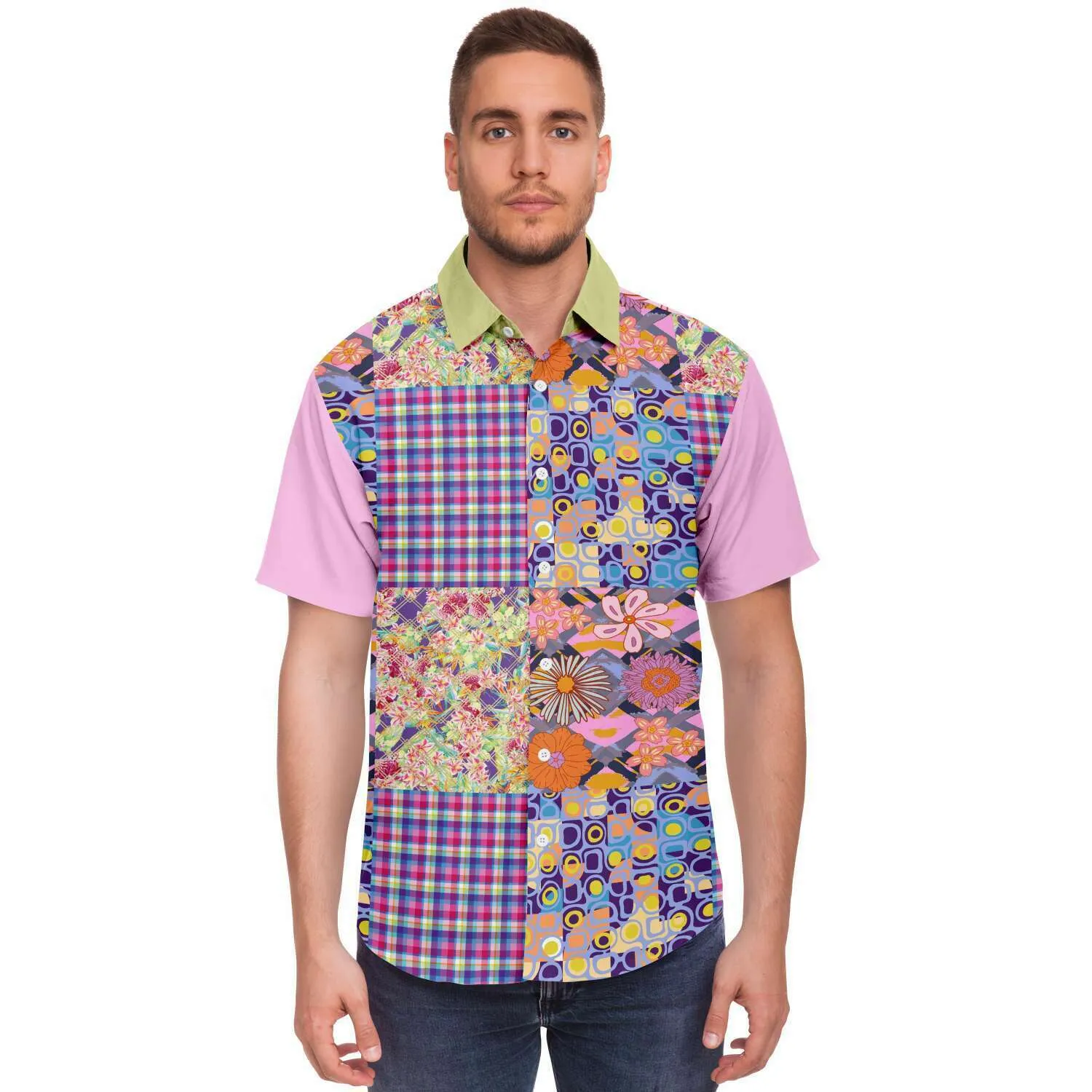 Mercury Retrograde Patchwork Plaid Button Down Shirt