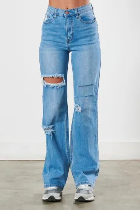 Mika Distressed Wide Leg Jeans [online exclusive]