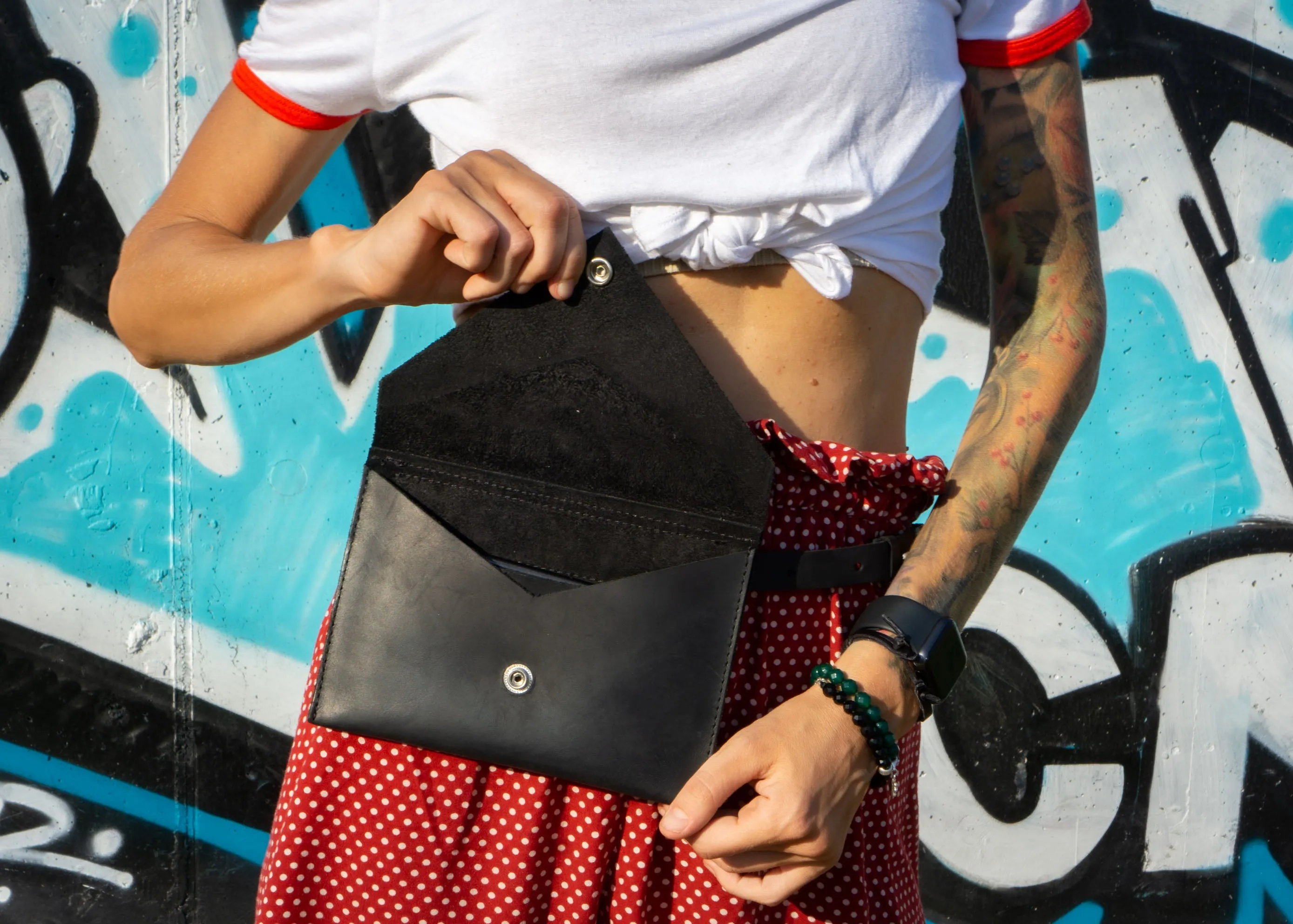 Minimalist Leather Bag | Envelope Waist Fanny pack | Handcrafted