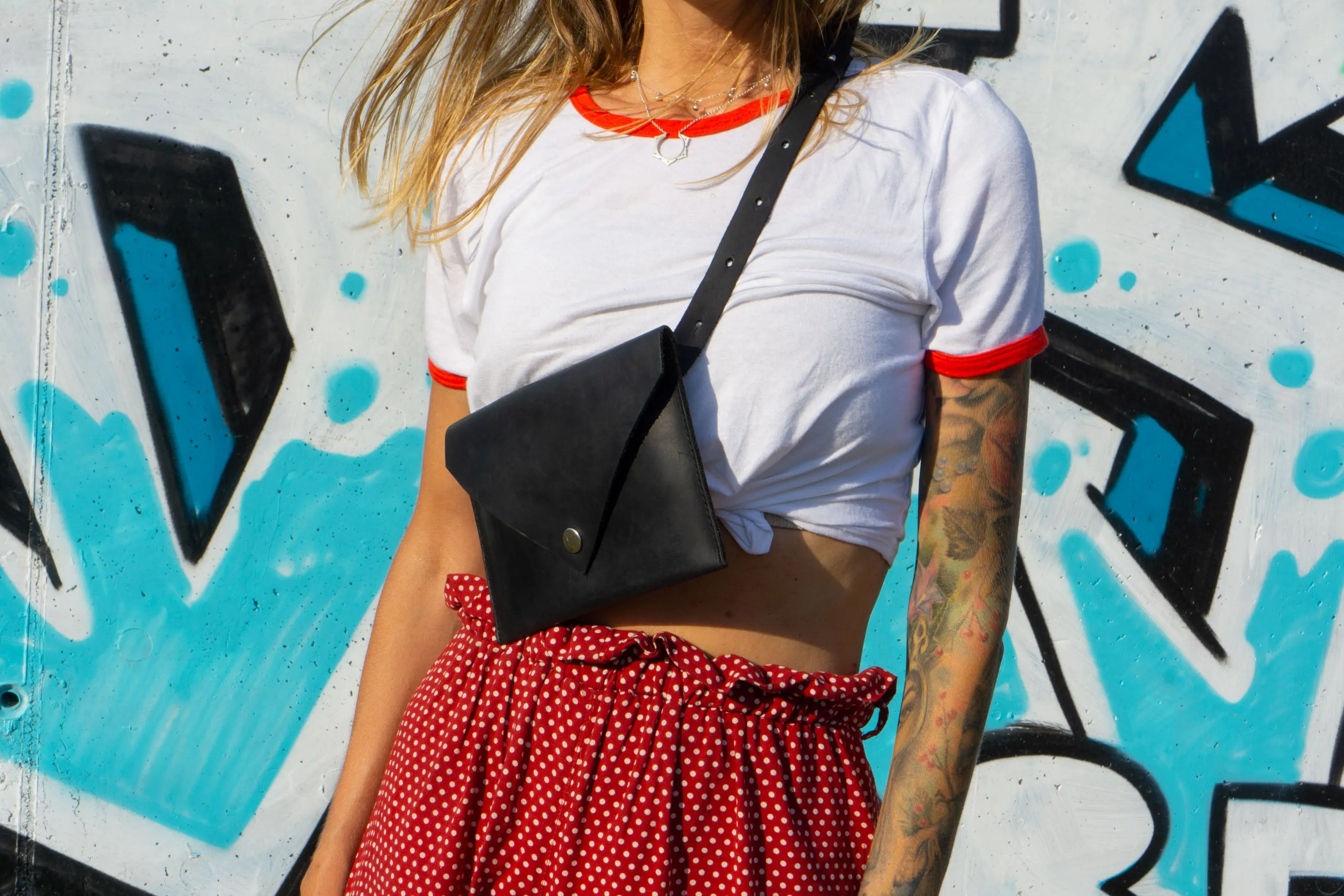 Minimalist Leather Bag | Envelope Waist Fanny pack | Handcrafted