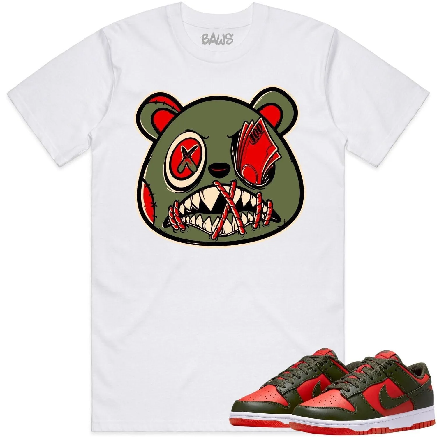 Mystic Red Dunks Shirt to Match - OLIVE MONEY TALKS BAWS