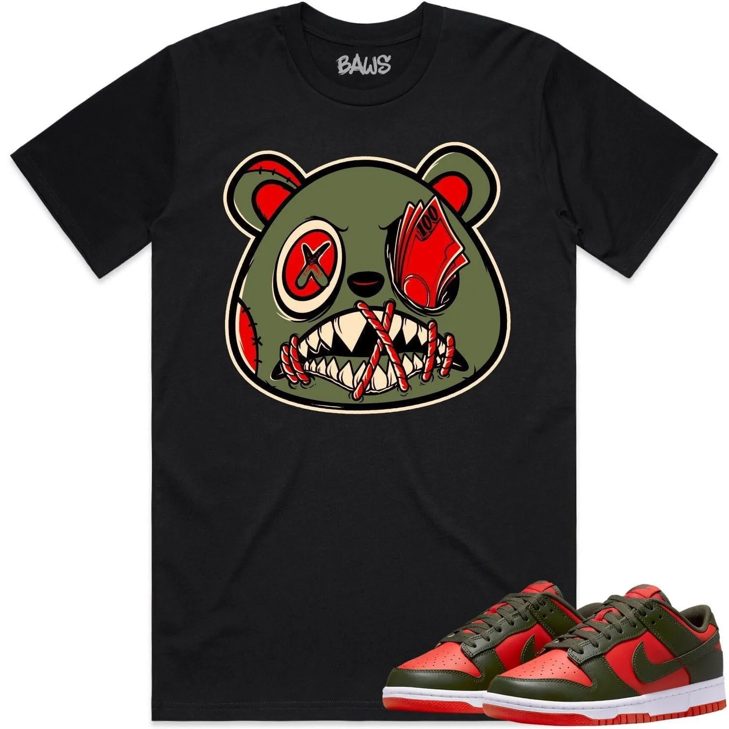 Mystic Red Dunks Shirt to Match - OLIVE MONEY TALKS BAWS