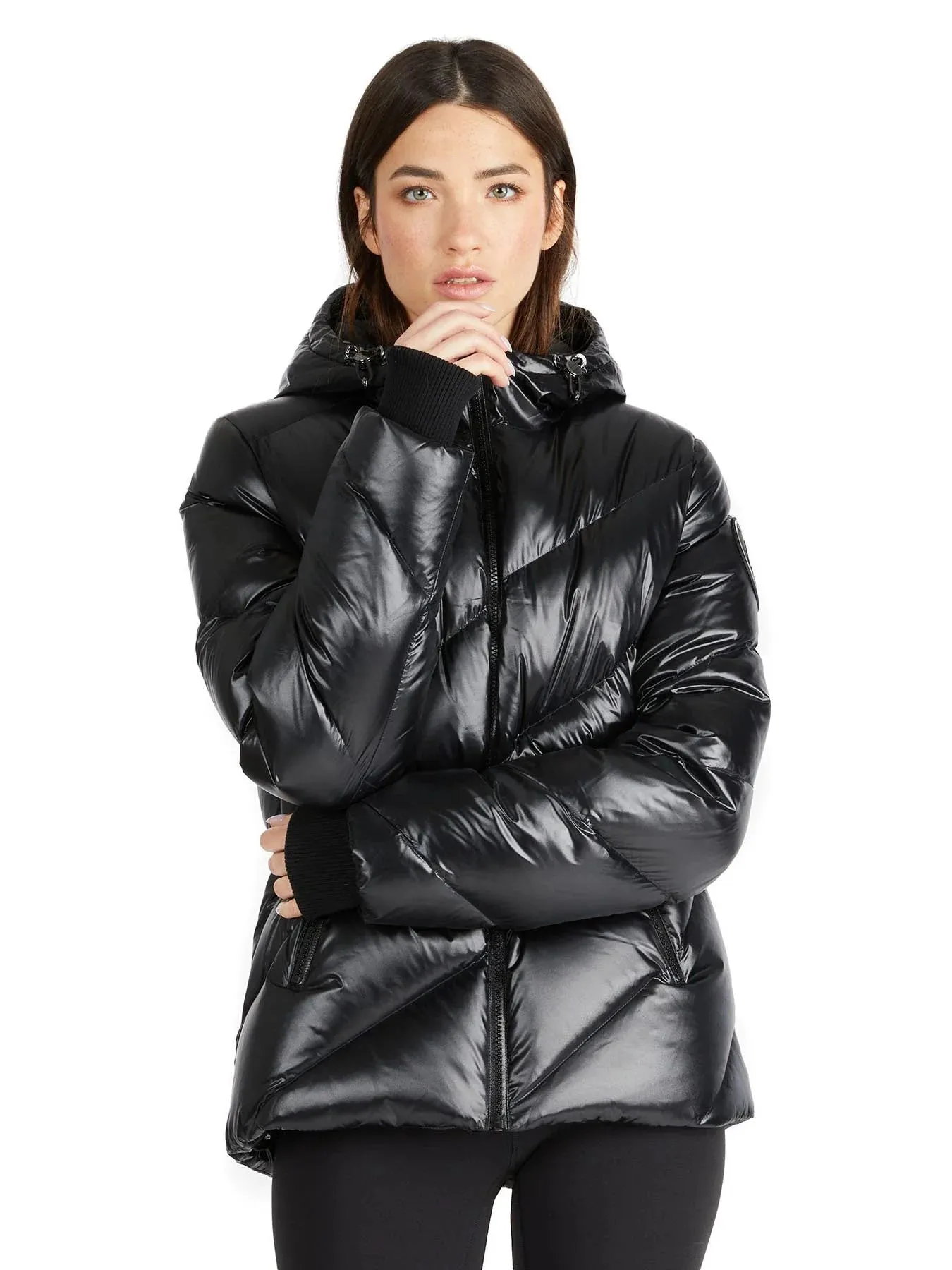 Pajar Womens Nelli Short Quilted Puffer with Fixed Hood - BLACK