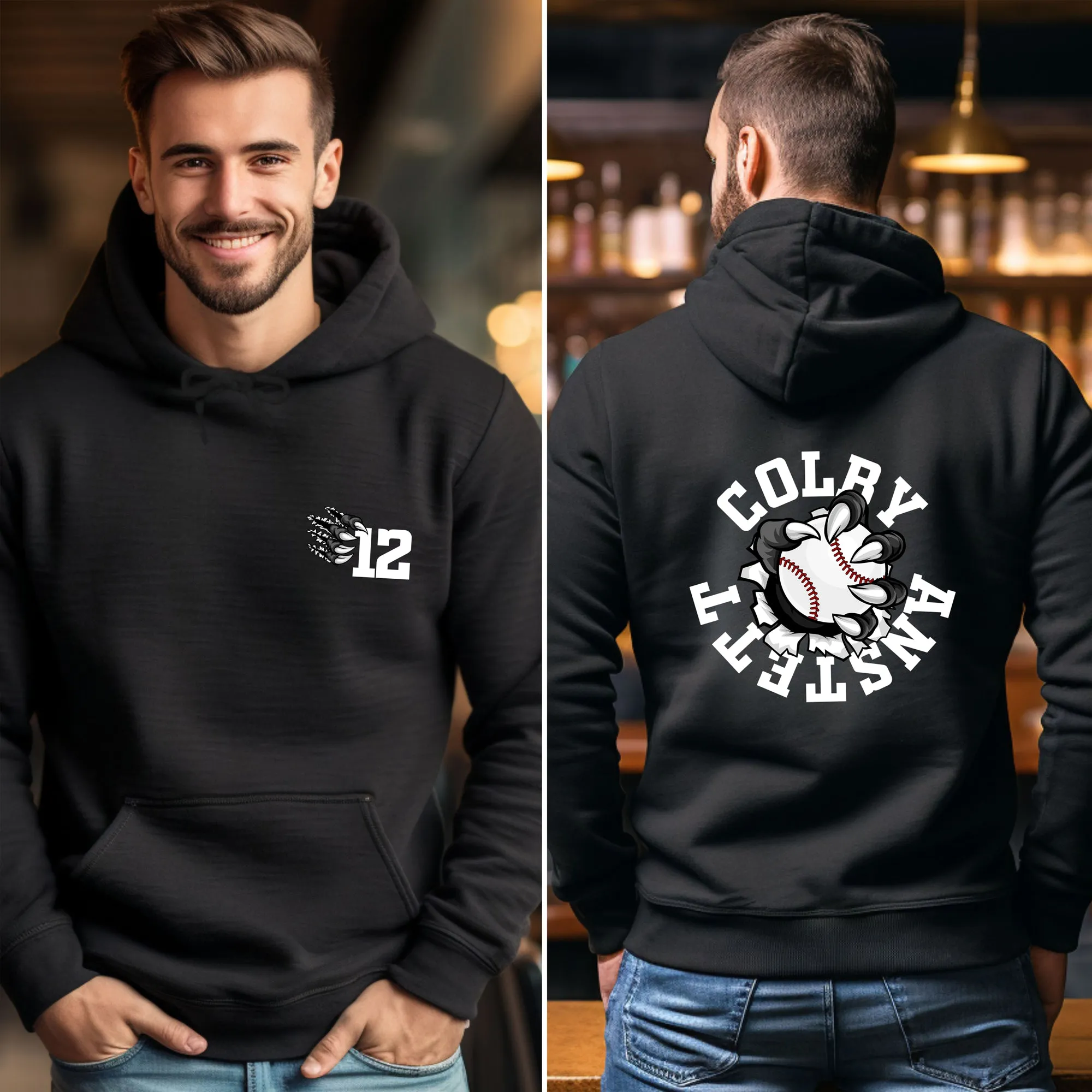 Panthers Baseball - Panther Claw Number Apparel - Personalized LNSW-007 HOODIE