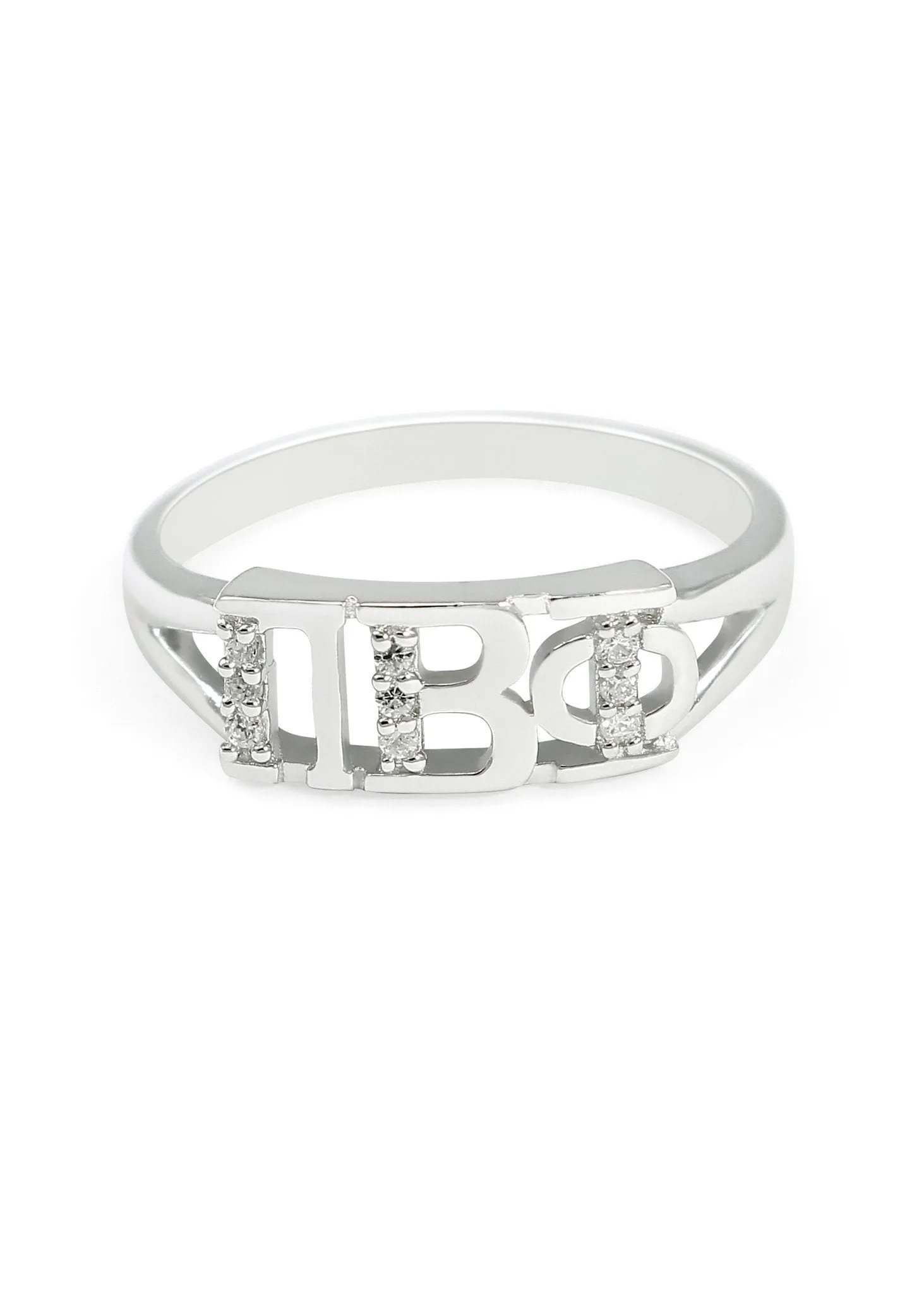 Pi Beta Phi Sterling Silver Ring with simulated Diamonds