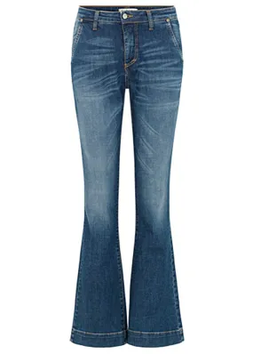 Please Chino Flare Denim Jeans - Blue Denim