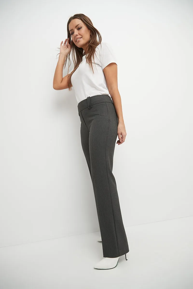 Pull-on Bootcut Trousers with Belt Loops & Tummy Control