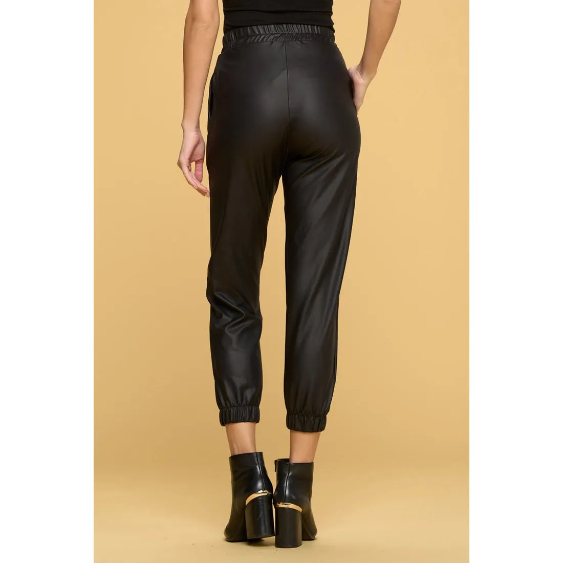 Renee C Faux Leather Joggers