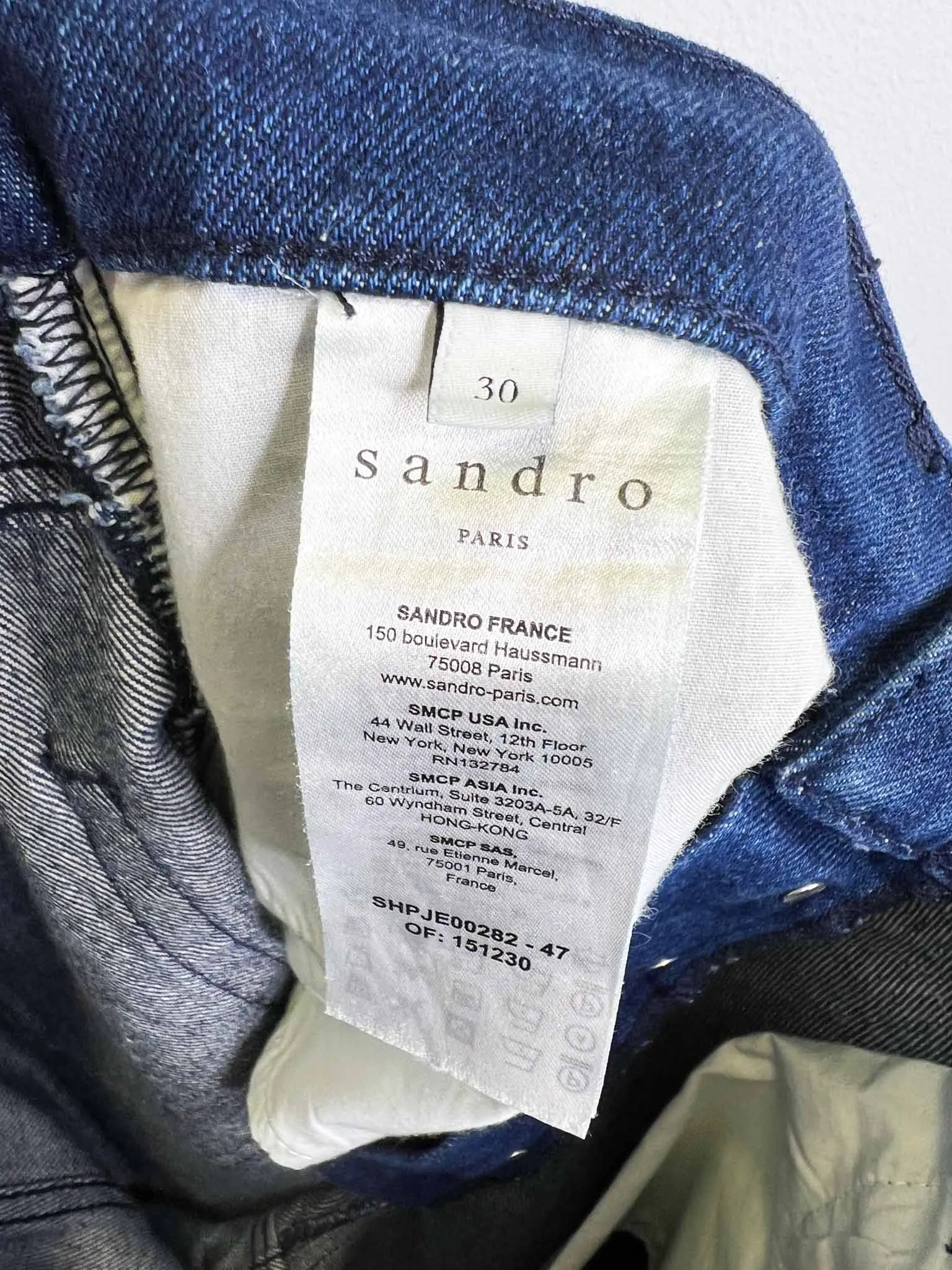 Size 30 -  Sandro Staright Leg Indigo Jeans