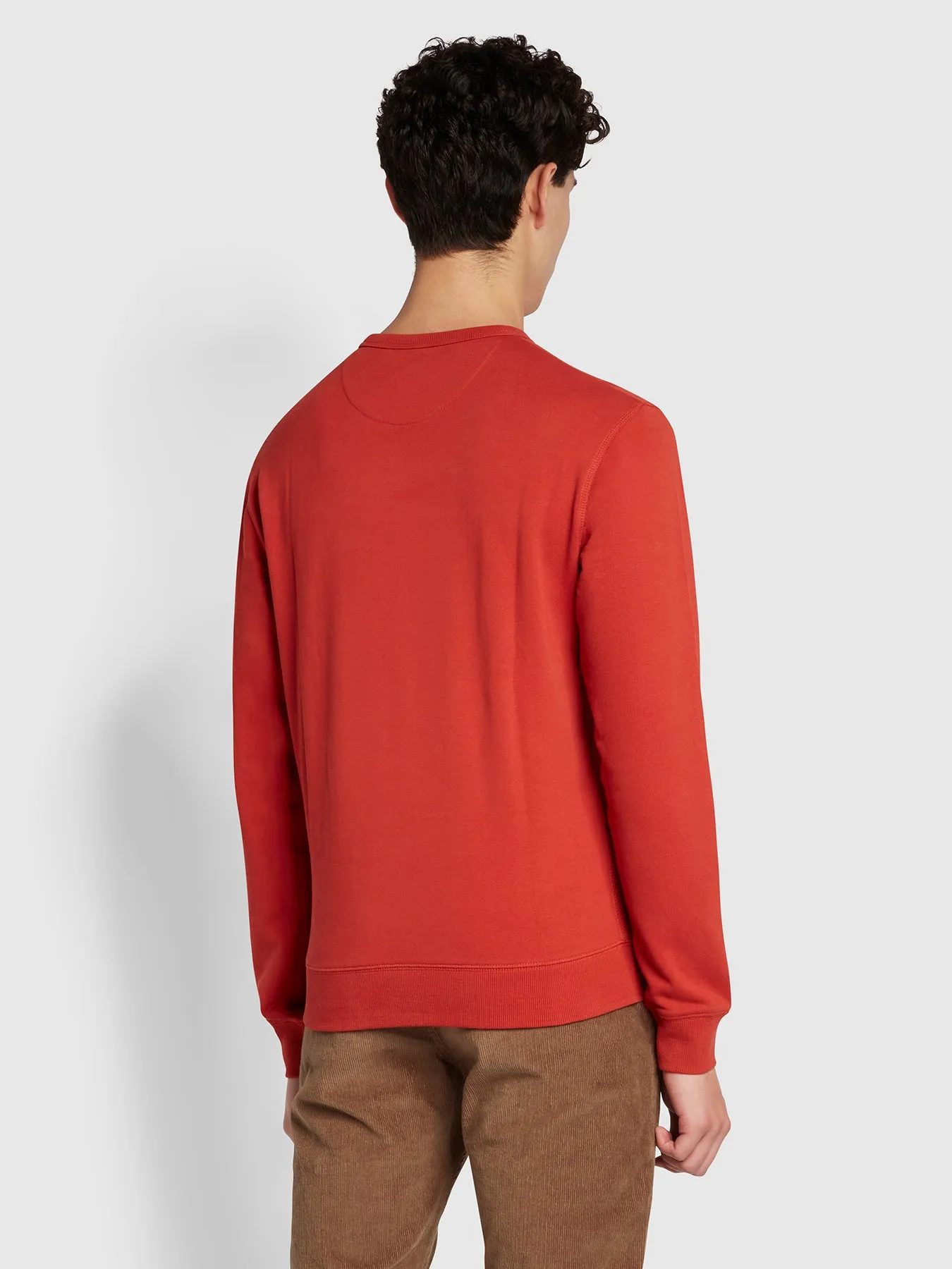 Tim Slim Fit Organic Cotton Crew Sweatshirt In Crimson