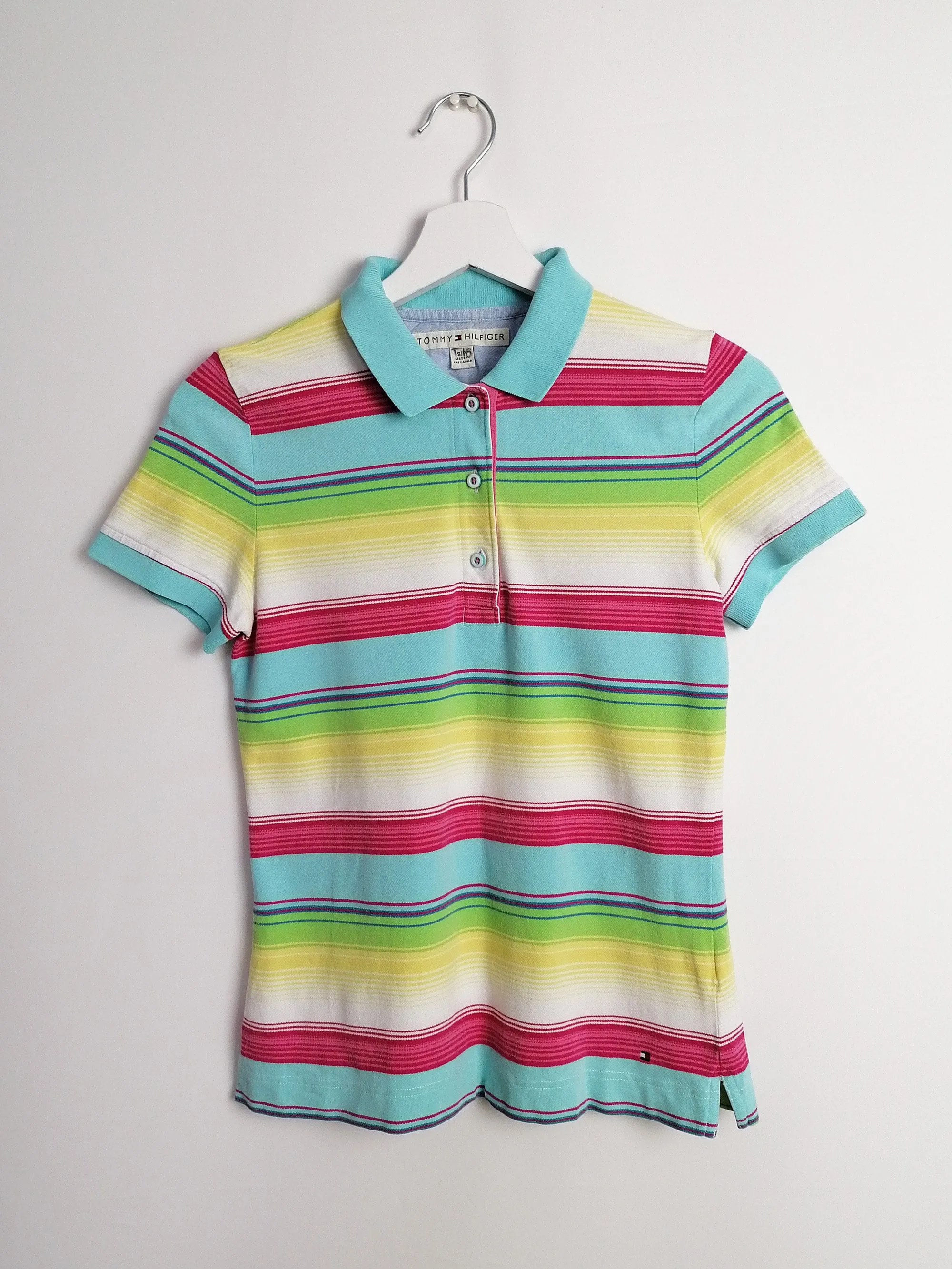 TOMMY HILFIGER Rainbow Stripes Polo T-shirt - size S