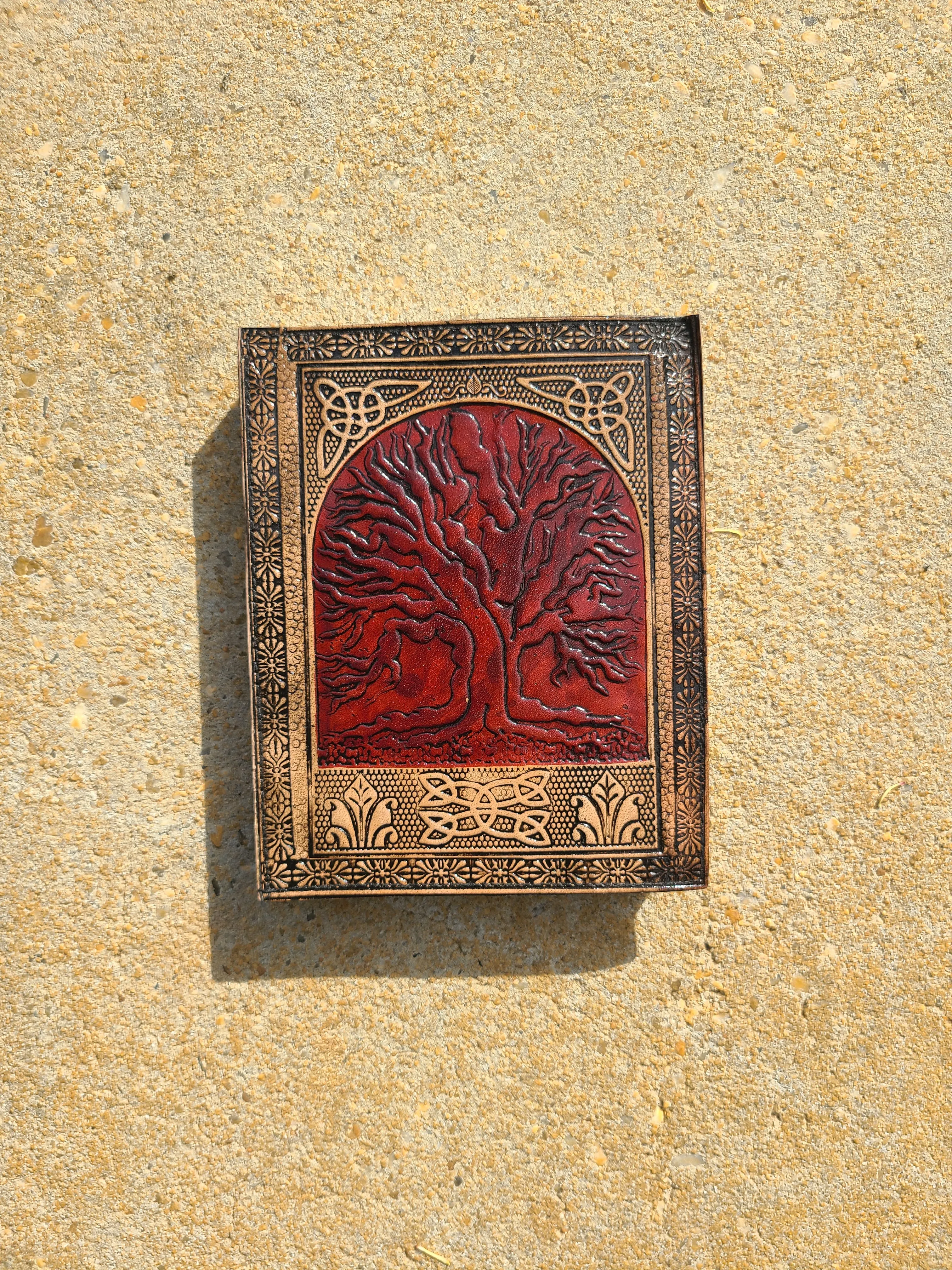 Tree Of Life Red and Tan Leather Writing Journal