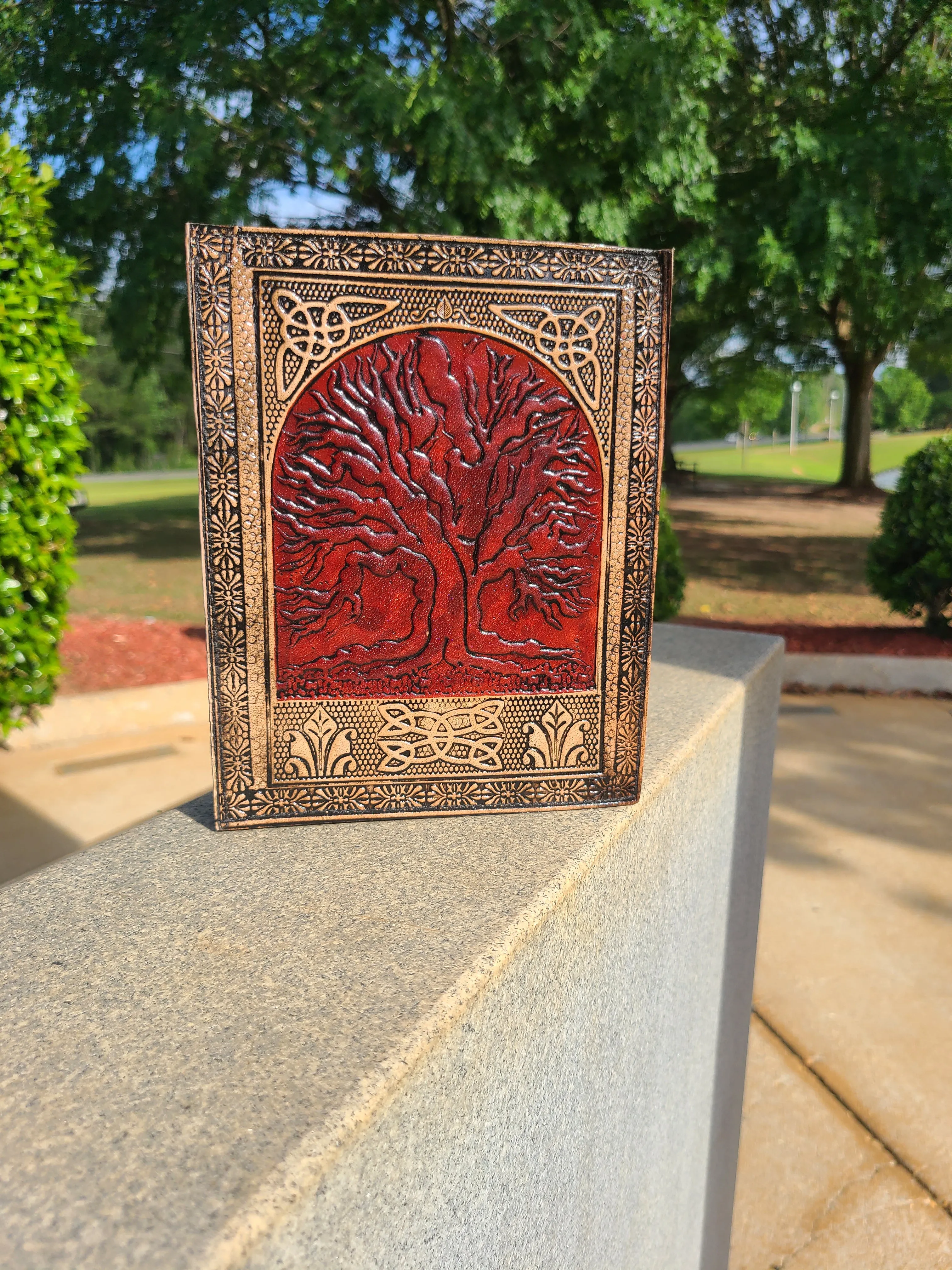 Tree Of Life Red and Tan Leather Writing Journal